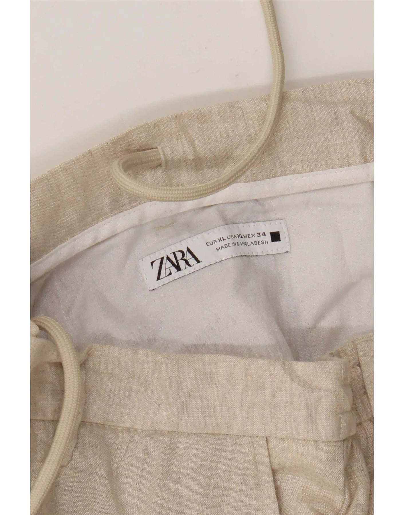 Zara Mens Tapered Chino Trousers XL W34 L29 Beige - Image 3