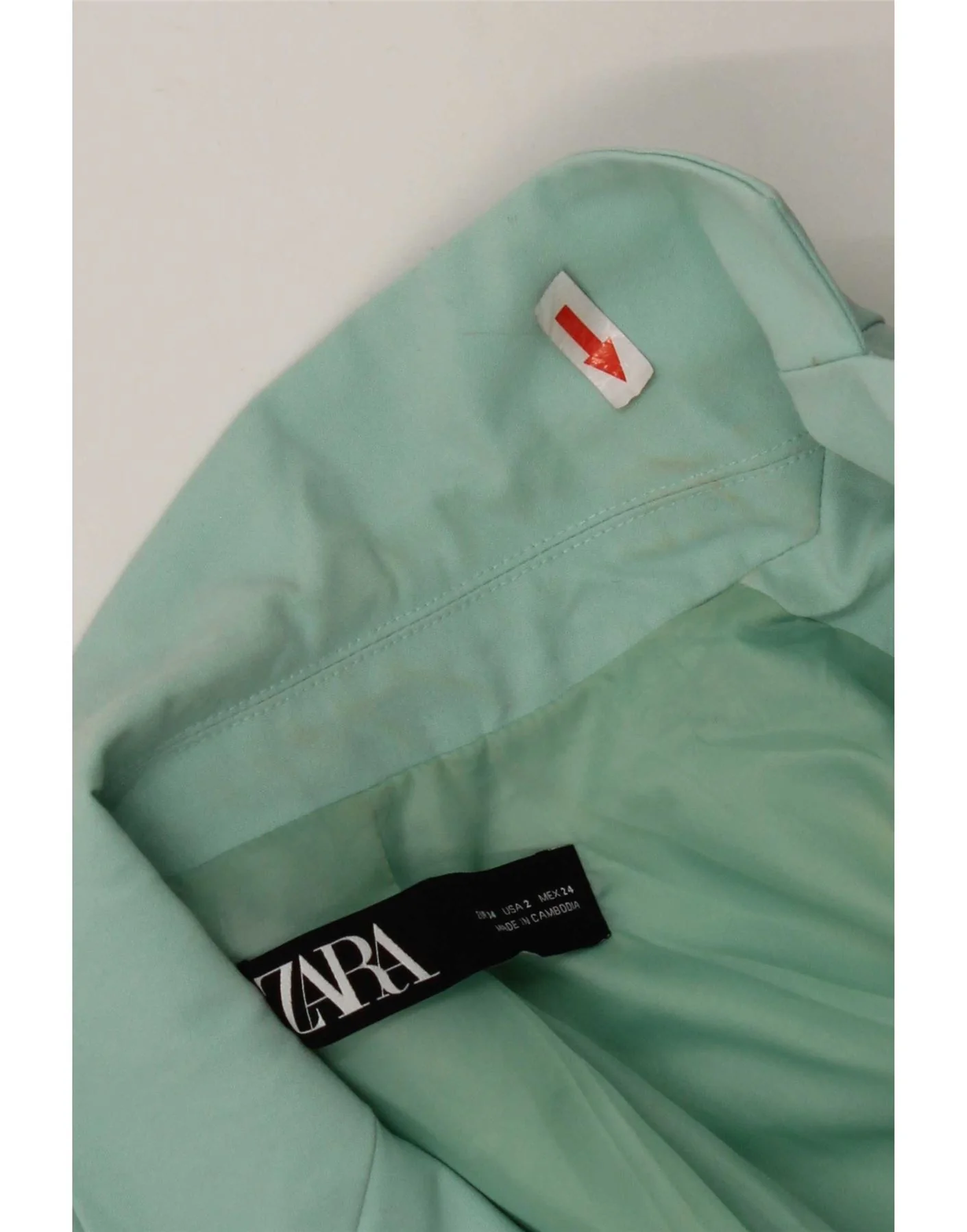 Zara Womens 1 Button Blazer Jacket EU 34 2XS Turquoise Polyester - Image 3