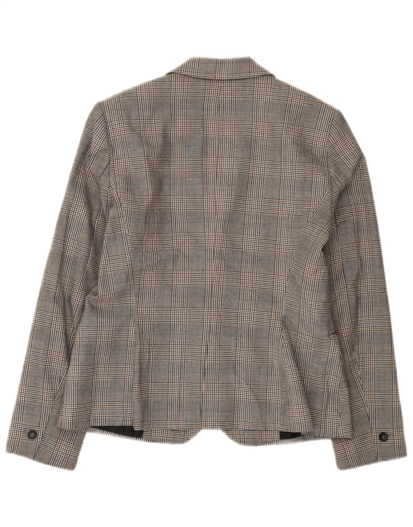 Zara Womens 1 Button Blazer Jacket EU 42 Large Grey Check Polyester - Image 2