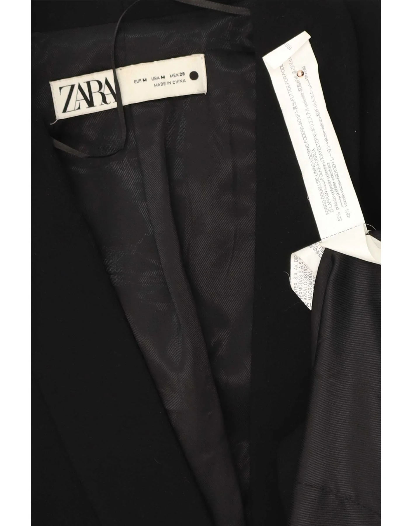 Zara Womens 1 Button Blazer Jacket UK 12 Medium Black Polyester - Image 3