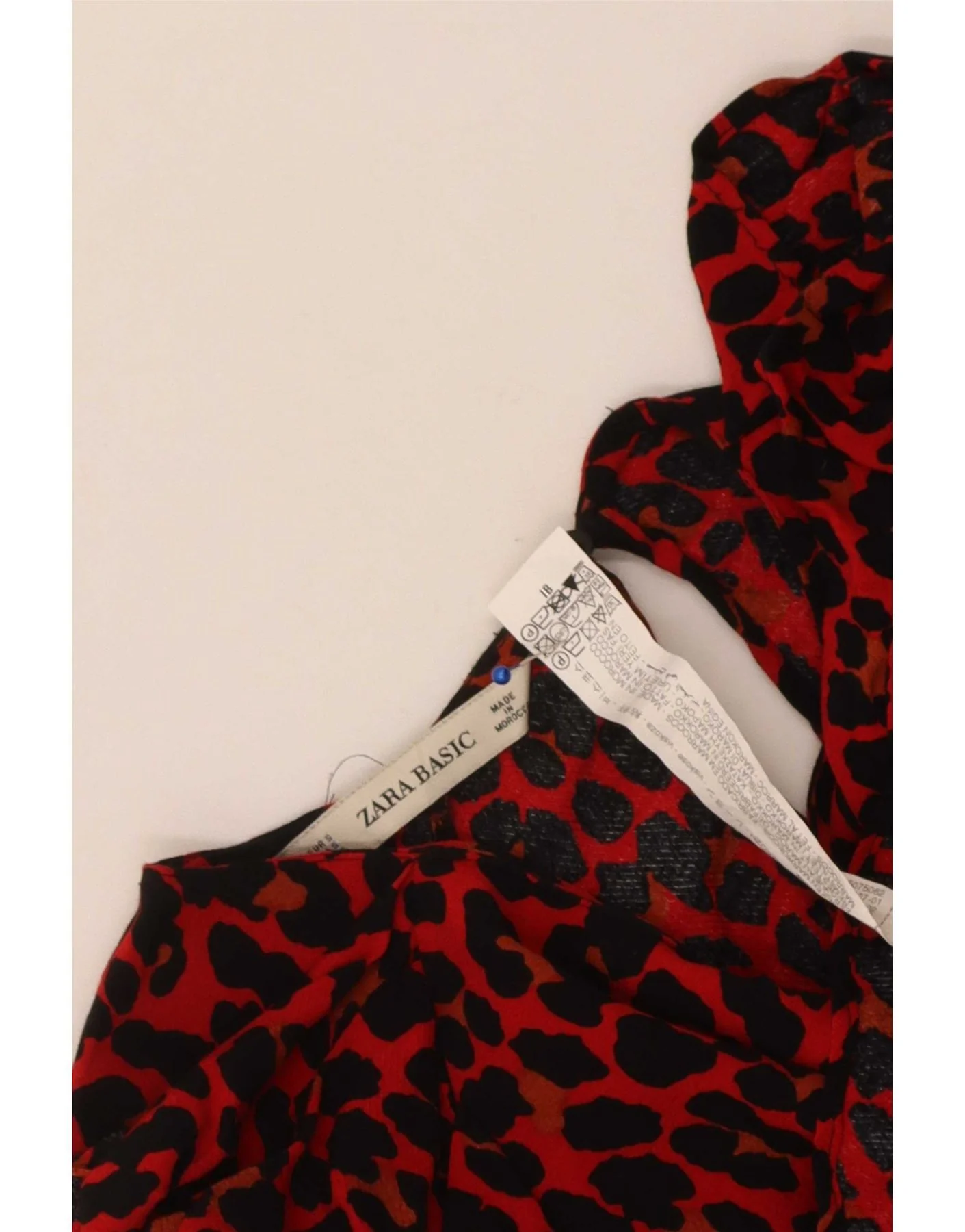 Zara Womens 3/4 Sleeve Blouse Top UK 10 Small Red Animal Print Viscose - Image 3