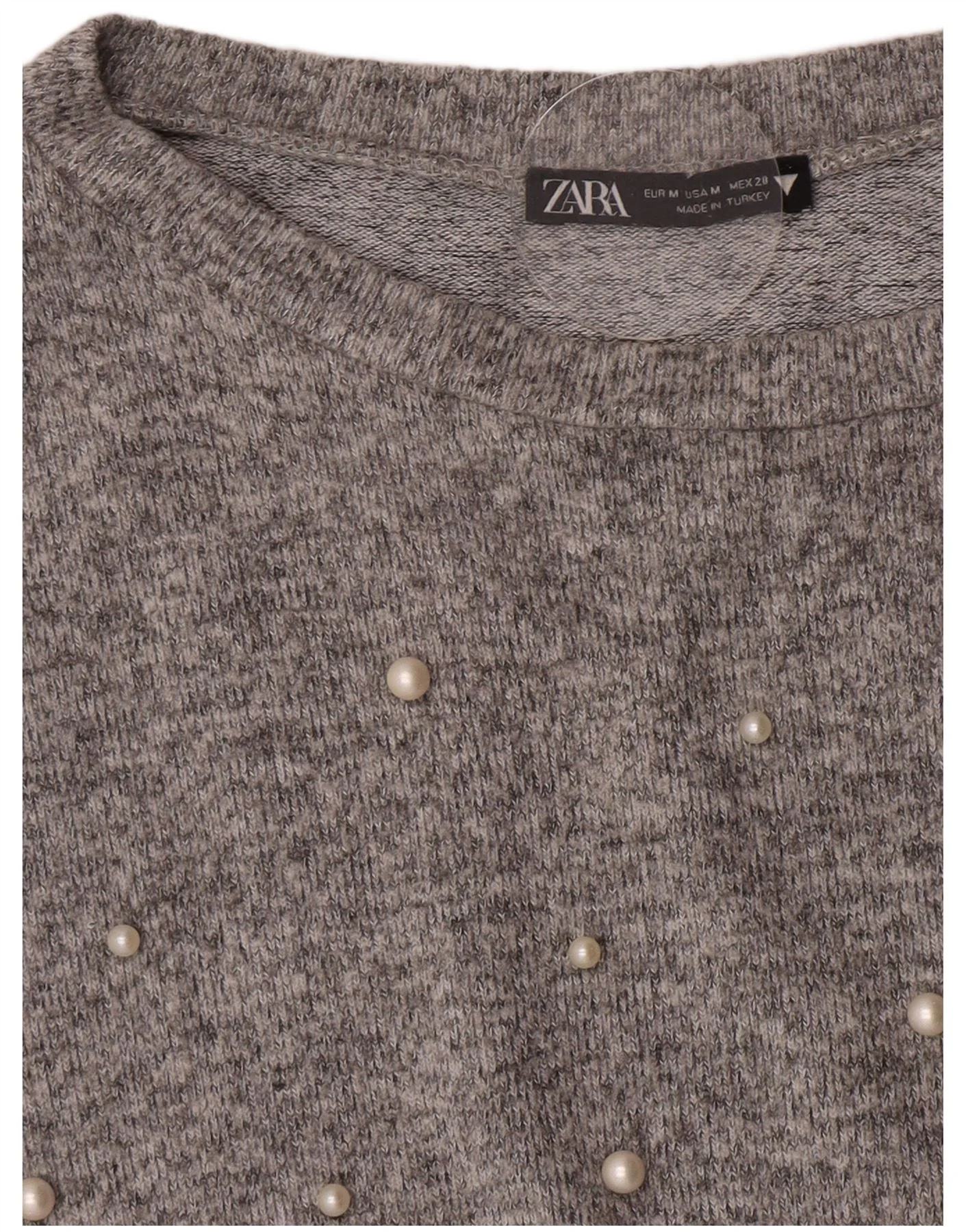 Zara Womens 3/4 Sleeve Boat Neck Jumper Sweater UK 14 Medium Grey - Image 4