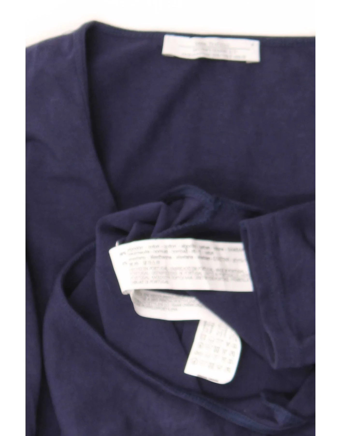 Zara Womens 3/4 Sleeve Bodysuit UK 8 Small Navy Blue Cotton - Image 3