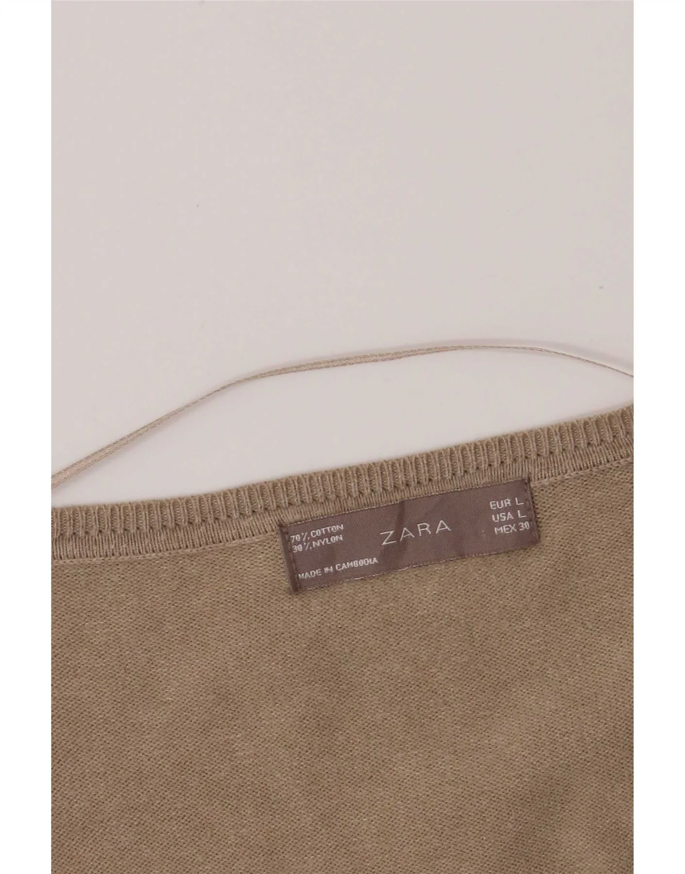 Zara Womens 3/4 Sleeve Cardigan Sweater UK 14 Large Beige - Image 4