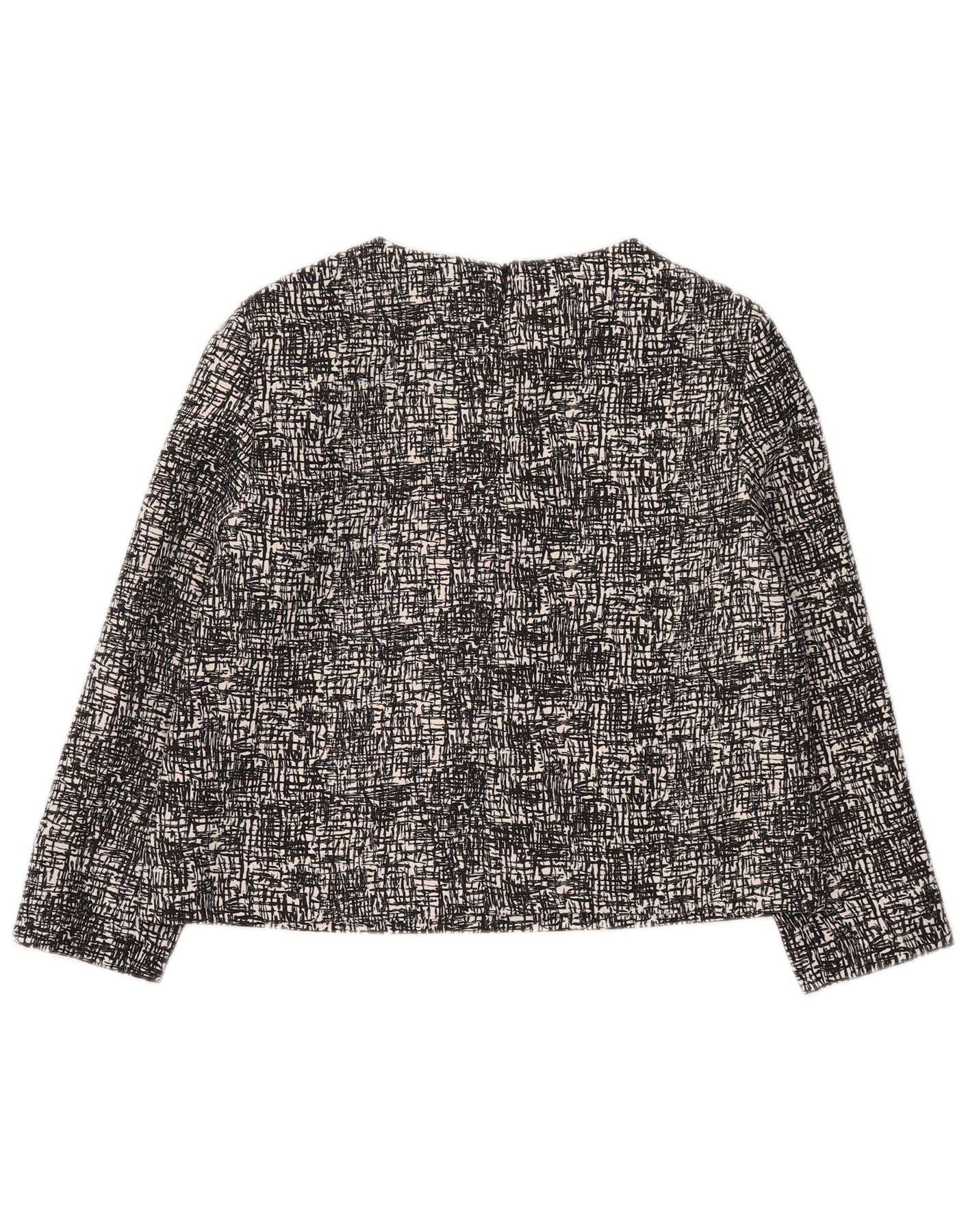 Zara Womens 3/4 Sleeve Crop Blouse Top UK 14 Medium Black Flecked Polyester - Image 2