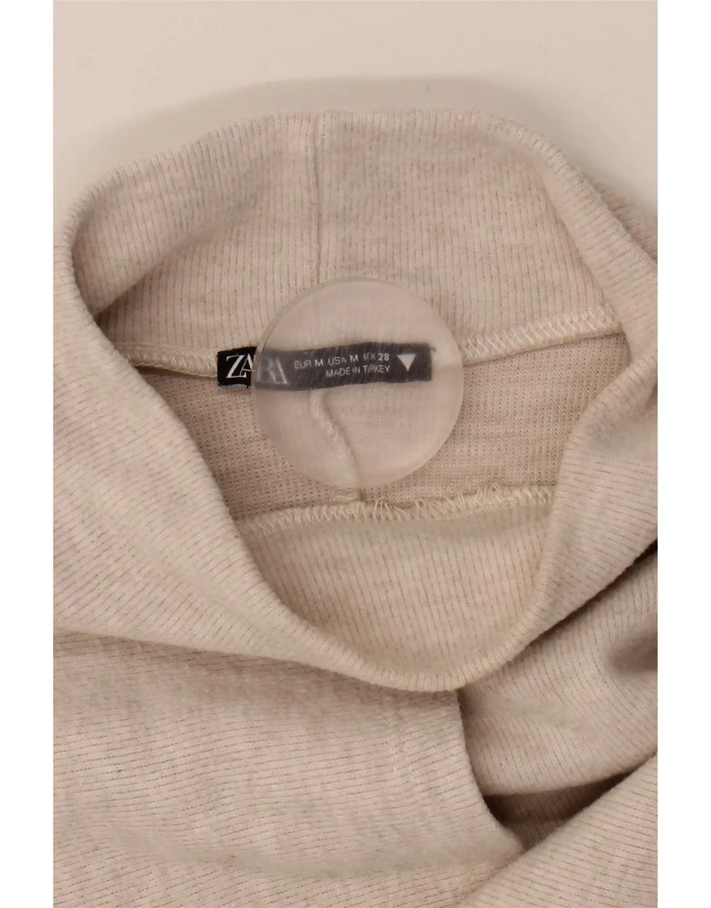 Zara Womens 3/4 Sleeve Jumper Dress UK 14 Medium Beige Polyester - Image 4
