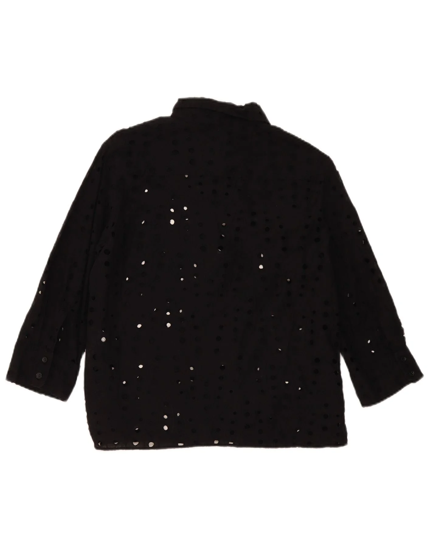 Zara Womens 3/4 Sleeve Shirt Blouse UK 14 Medium Black Cotton - Image 2