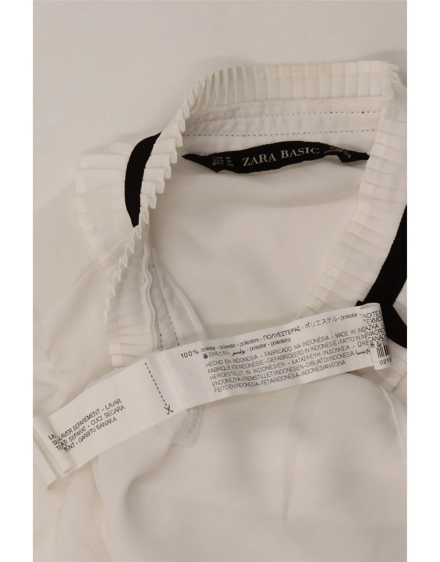Zara Womens 3/4 Sleeve Shirt Blouse UK 14 Medium White Polyester - Image 4