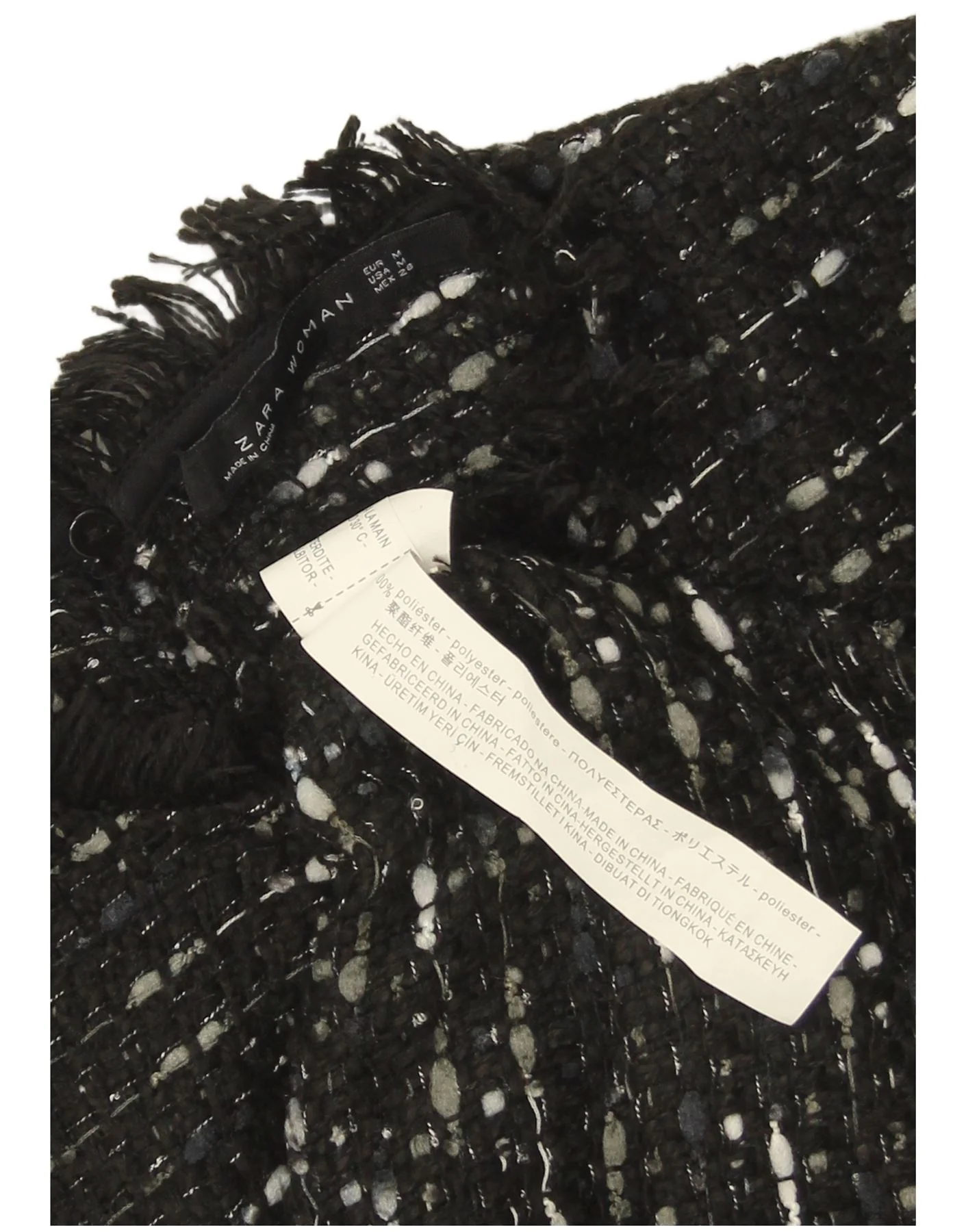 Zara Womens A-Line Dress UK 12 Medium Black Flecked Polyester - Image 3