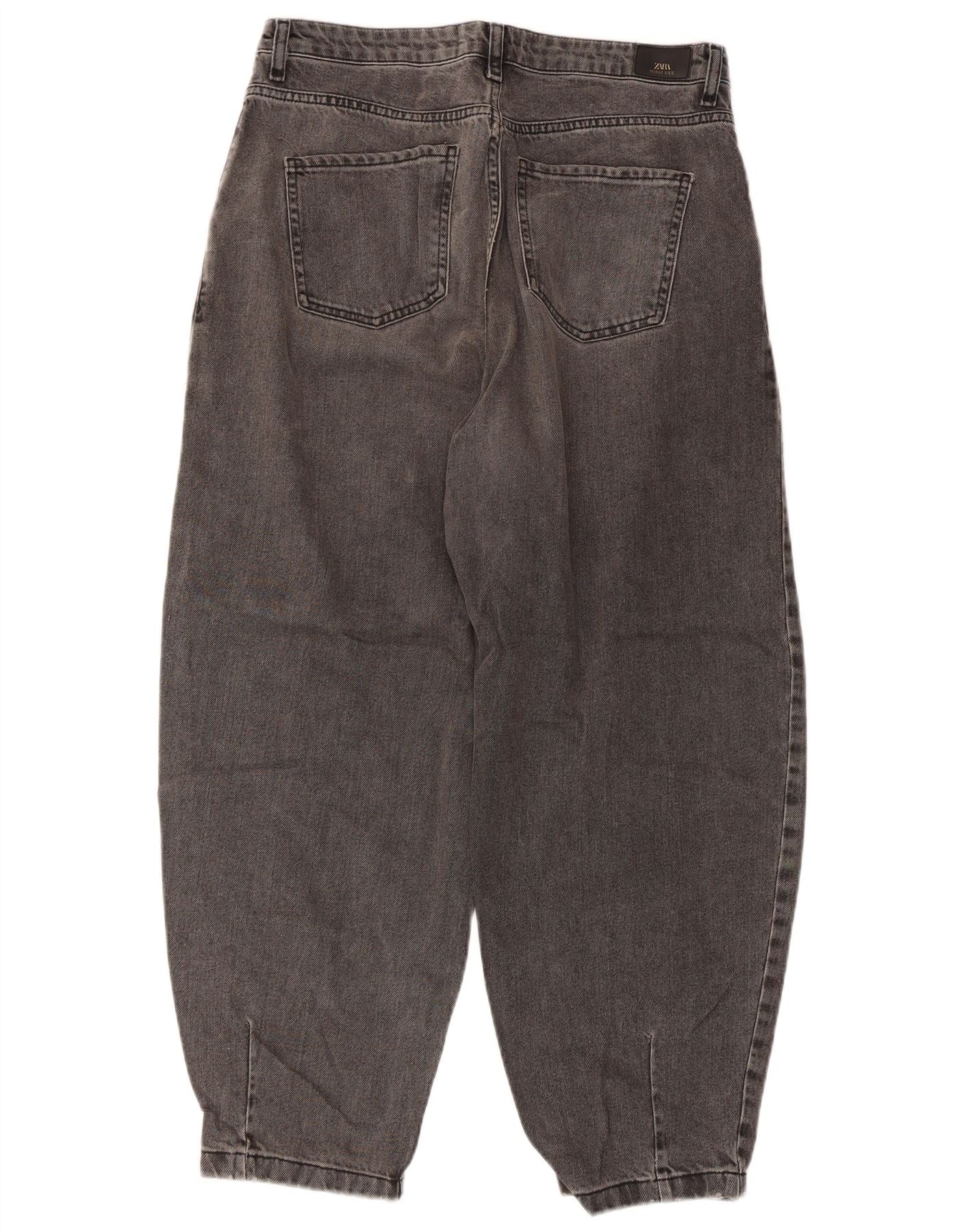 Zara Womens Balloon High Rise Cropped Jeans EU 40 Medium W30 L26 Grey - Image 2