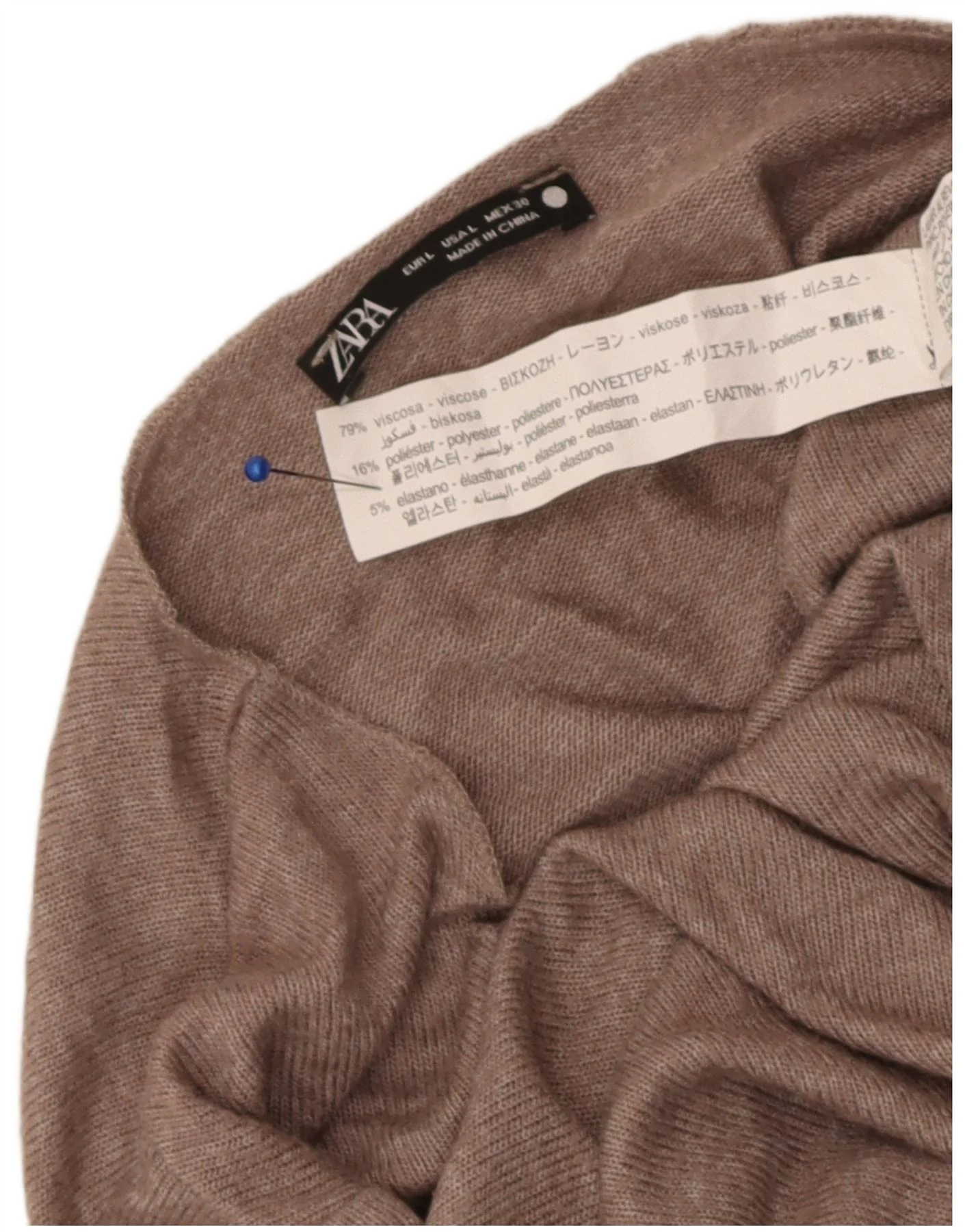 Zara Womens Blouse Top UK 14 Large Brown Viscose - Image 3