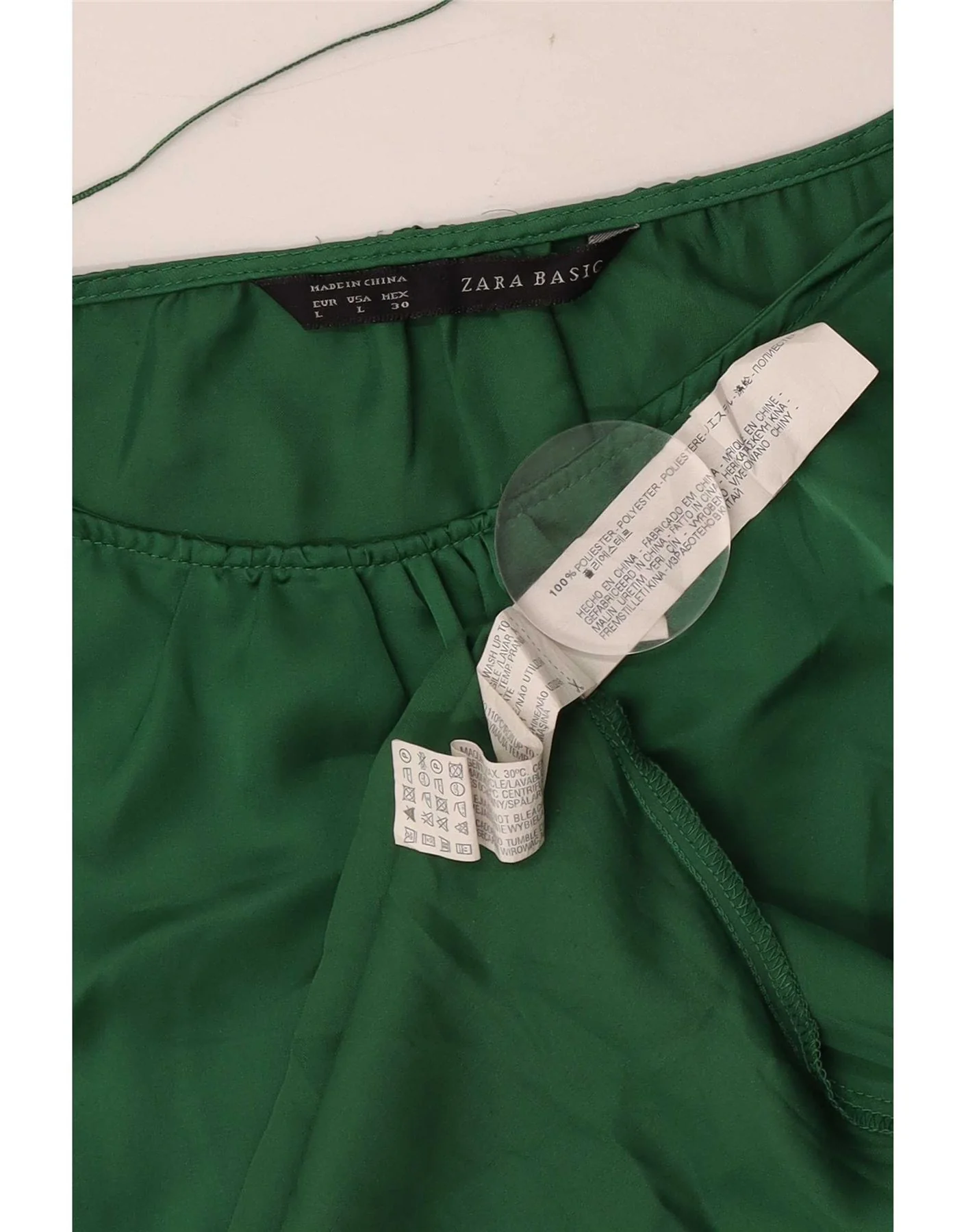 Zara Womens Blouse Top UK 14 Large Green Polyester - Image 3