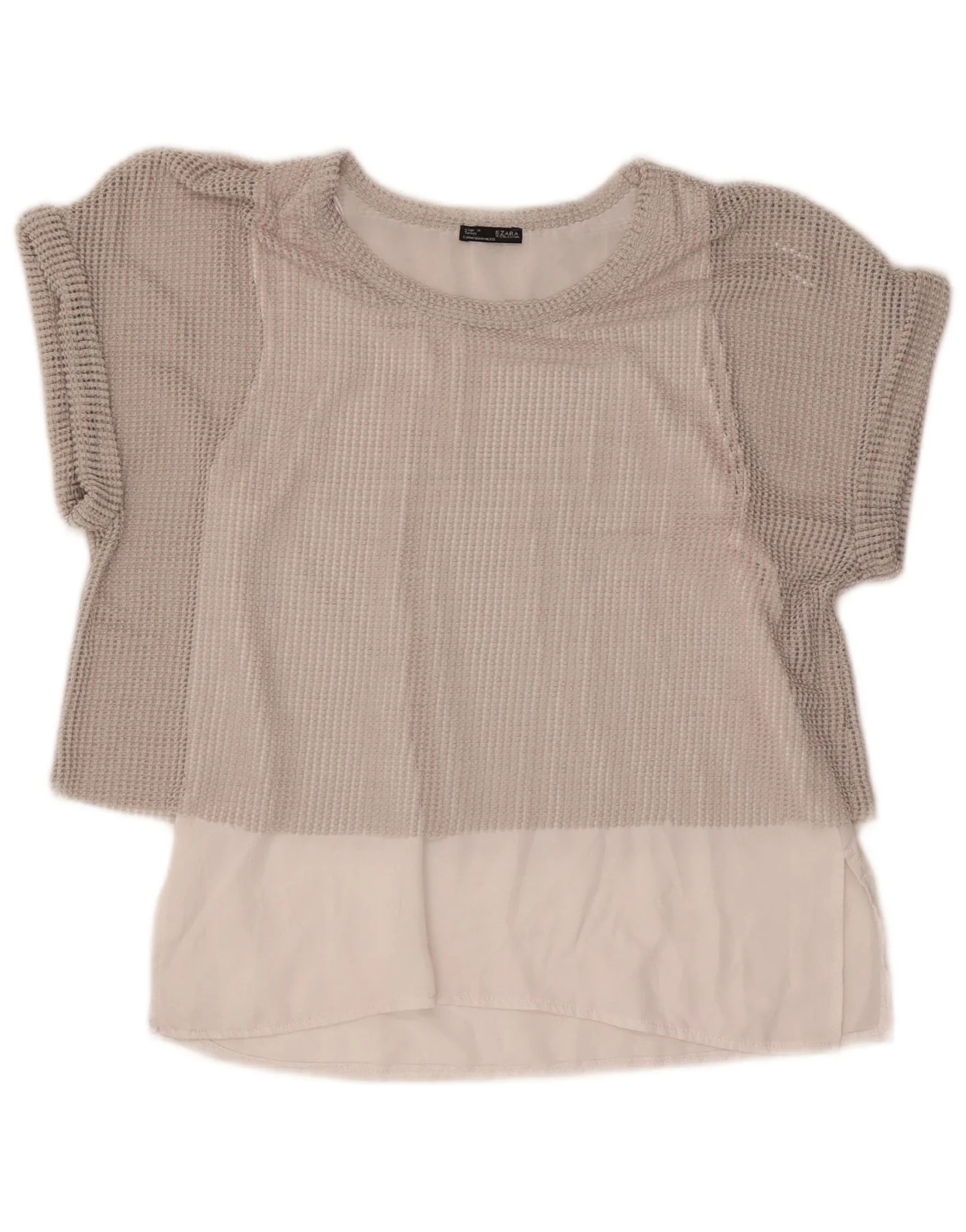 Zara Womens Blouse Top UK 14 Medium Grey Polyester