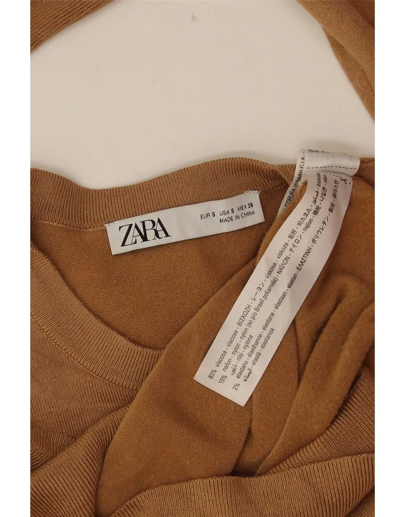 Zara Womens Boat Neck Jumper Sweater UK 10 Small Beige Viscose - Image 3