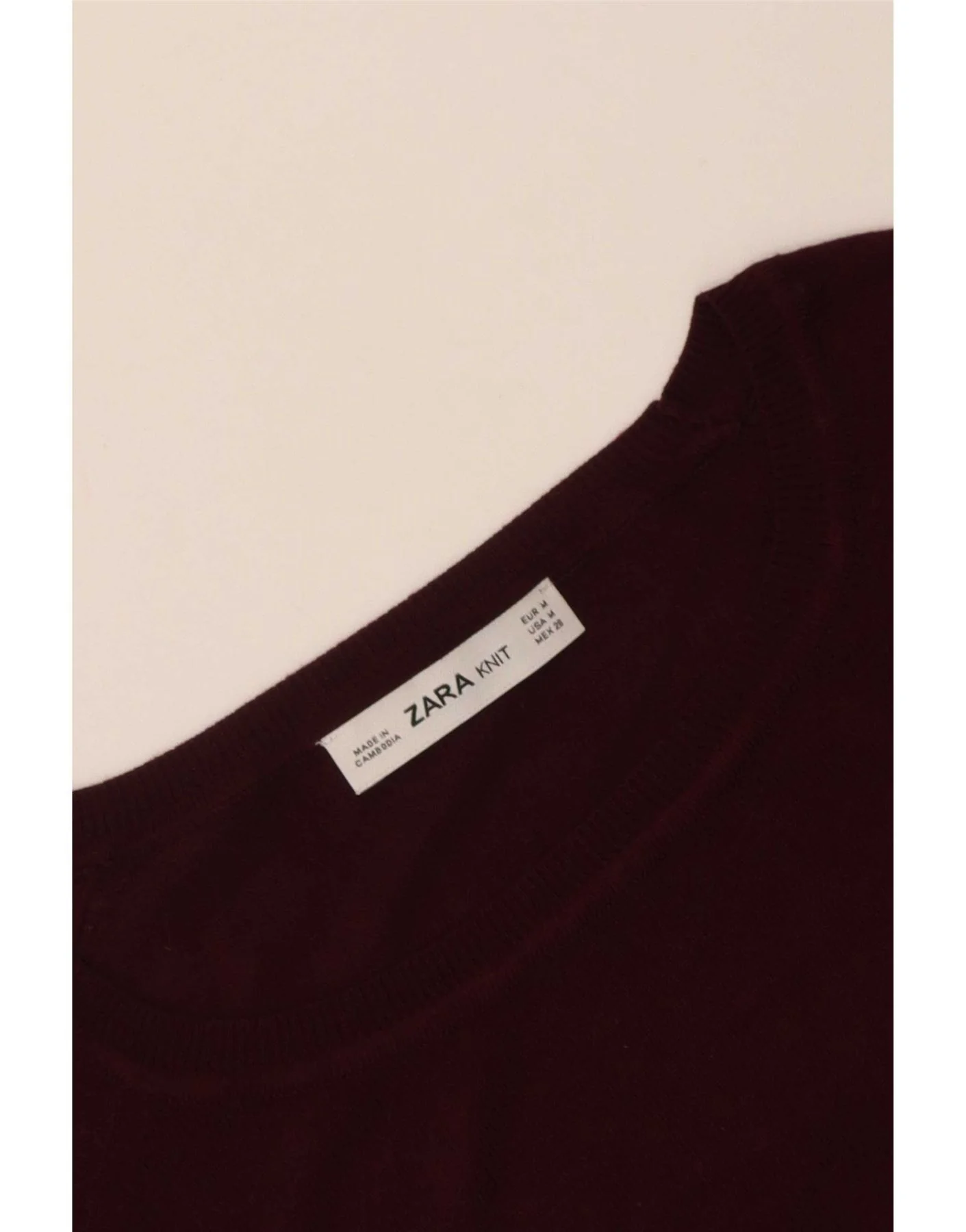 Zara Womens Boat Neck Jumper Sweater UK 14 Medium Burgundy - Image 3