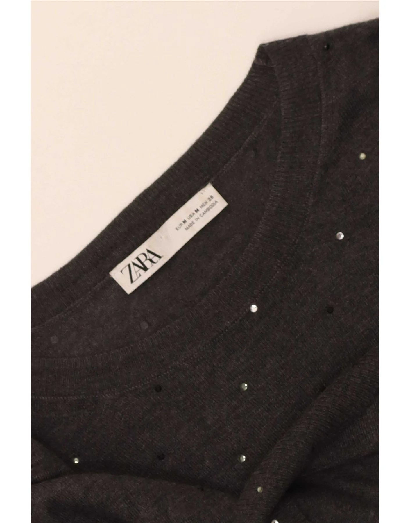 Zara Womens Boat Neck Jumper Sweater UK 14 Medium Grey - Image 3