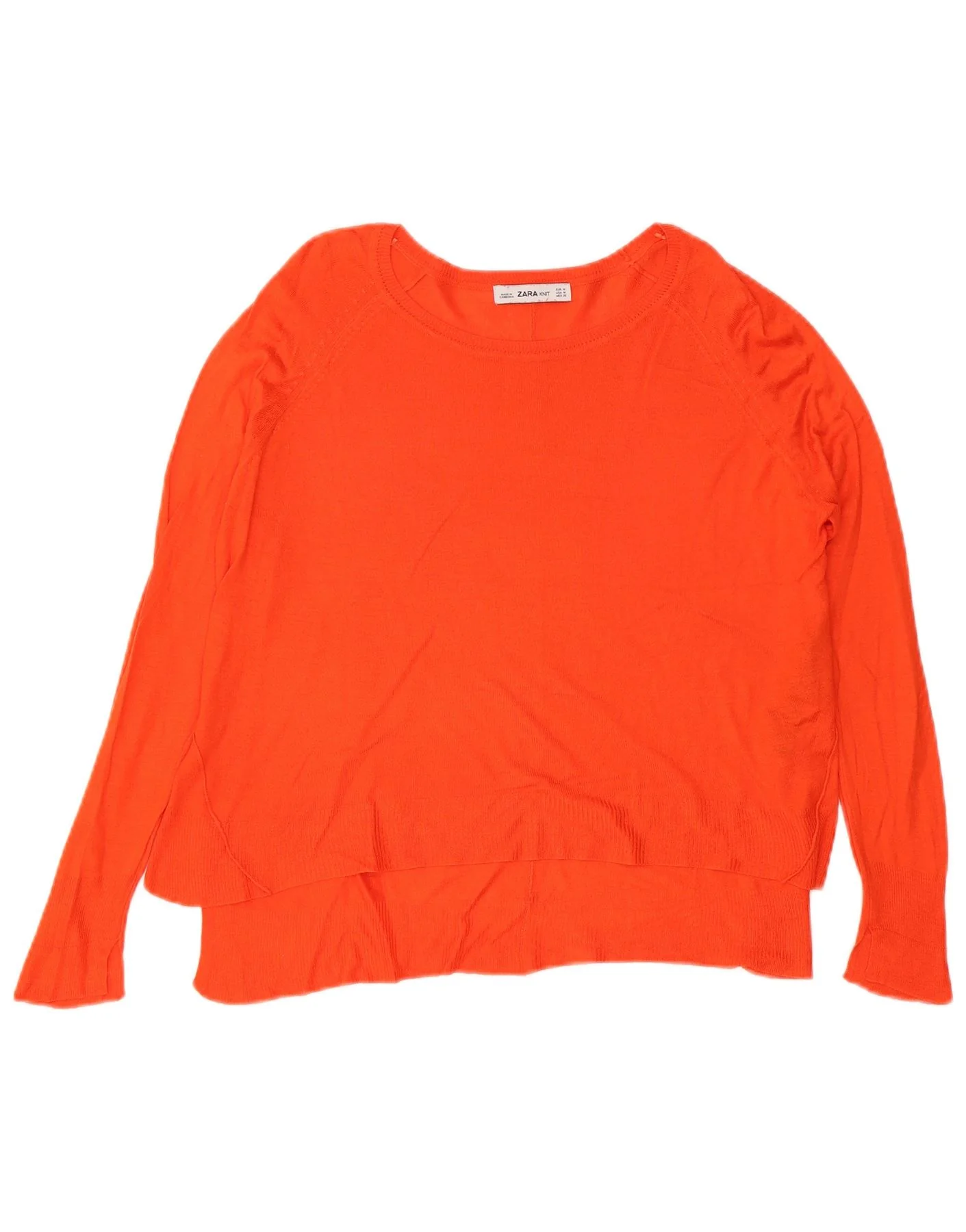 Zara Womens Boat Neck Jumper Sweater UK 14 Medium Orange Viscose