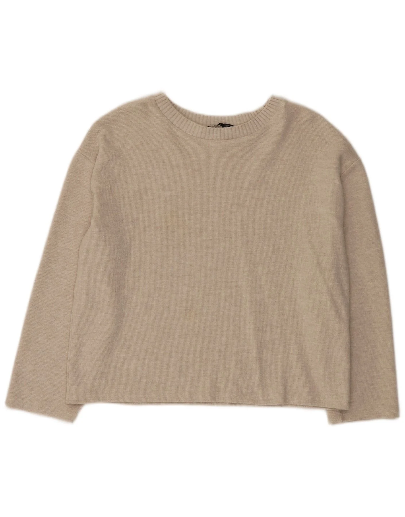 Zara Womens Boat Neck Jumper Sweater UK 16 Large Beige Polyester