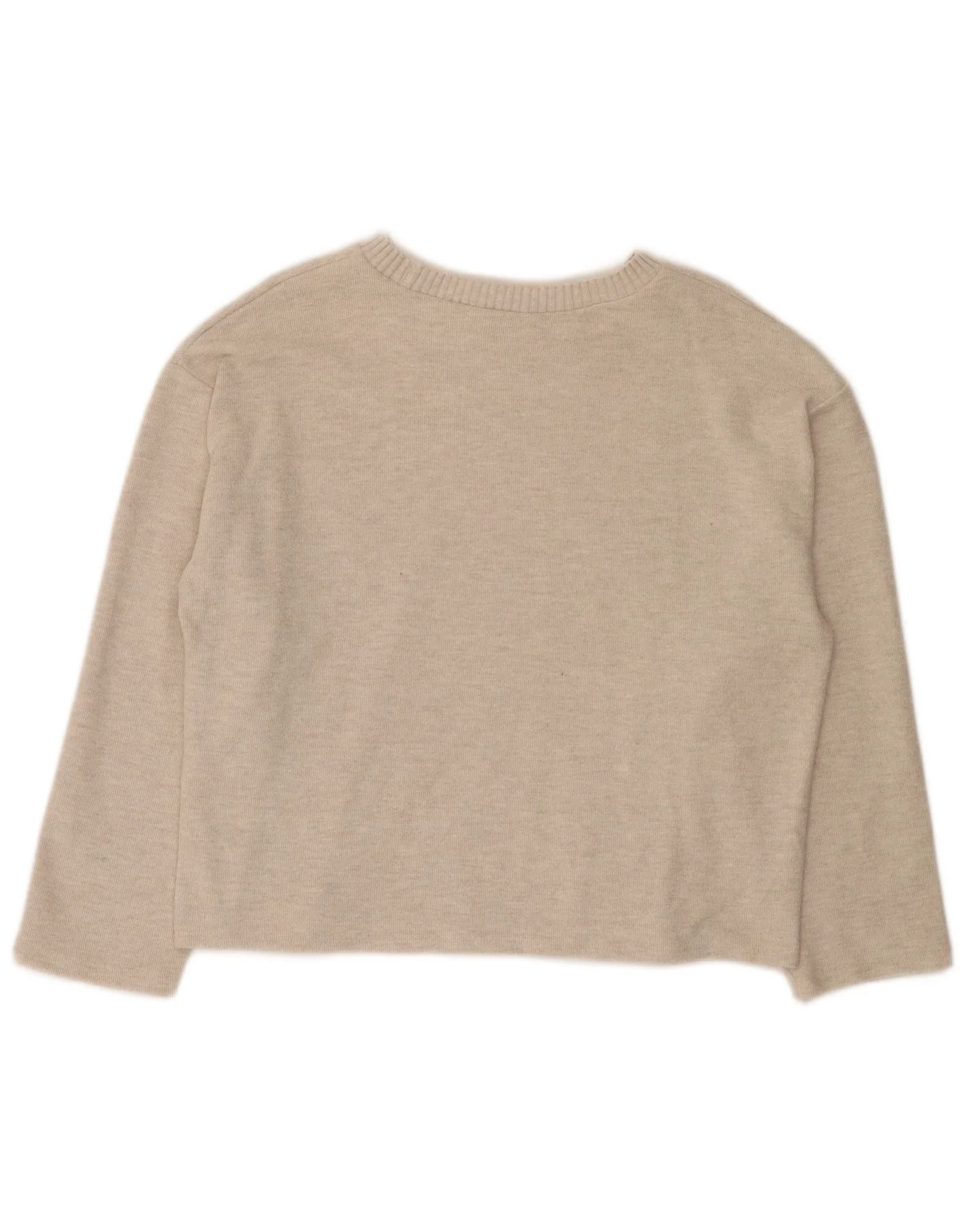 Zara Womens Boat Neck Jumper Sweater UK 16 Large Beige Polyester - Image 2