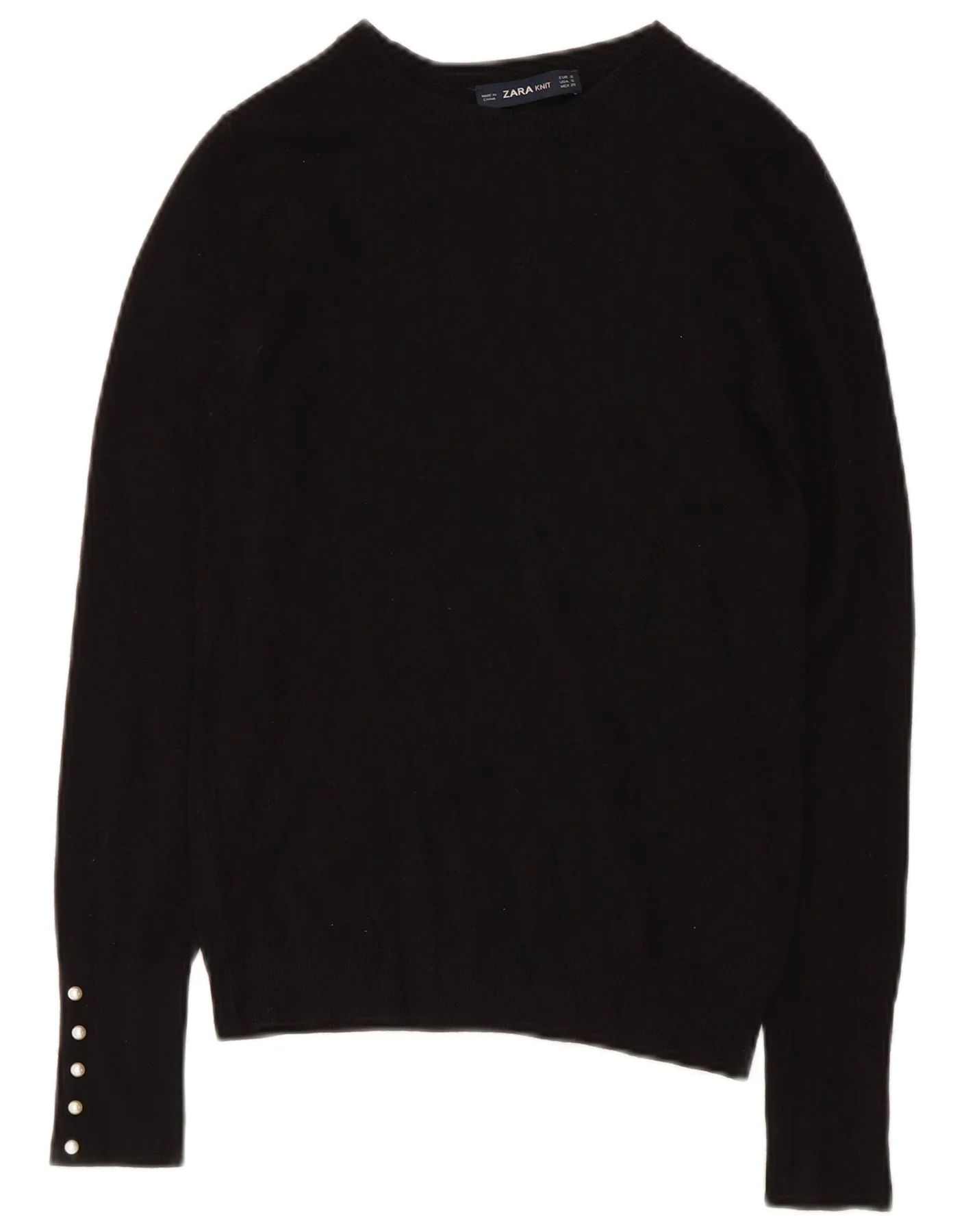 Zara Womens Boat Neck Jumper Sweater UK 8 Small Black