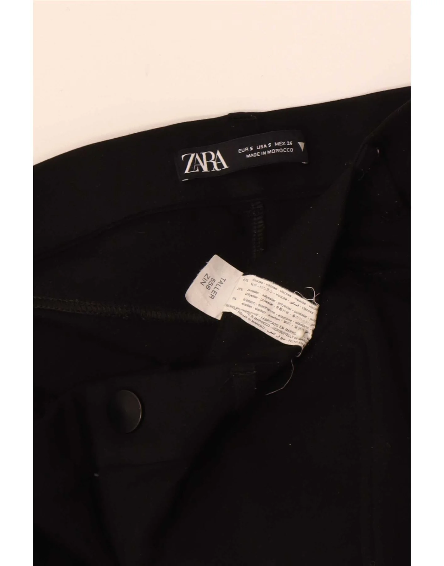 Zara Womens Bootcut Slim Fit Casual Trousers Small W26 L29 Black Viscose - Image 3