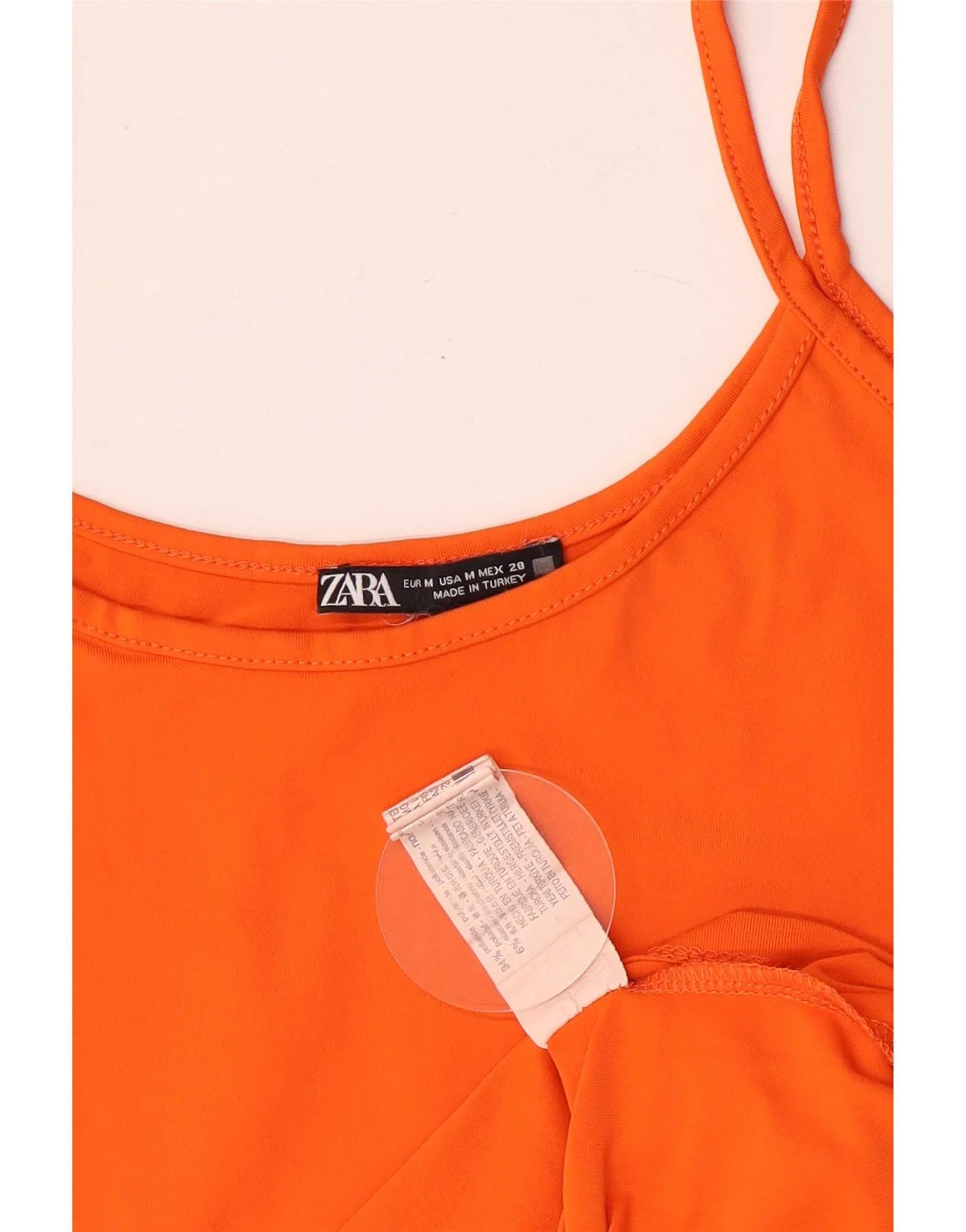 Zara Womens Cami Top UK 12 Medium Orange Polyamide - Image 3
