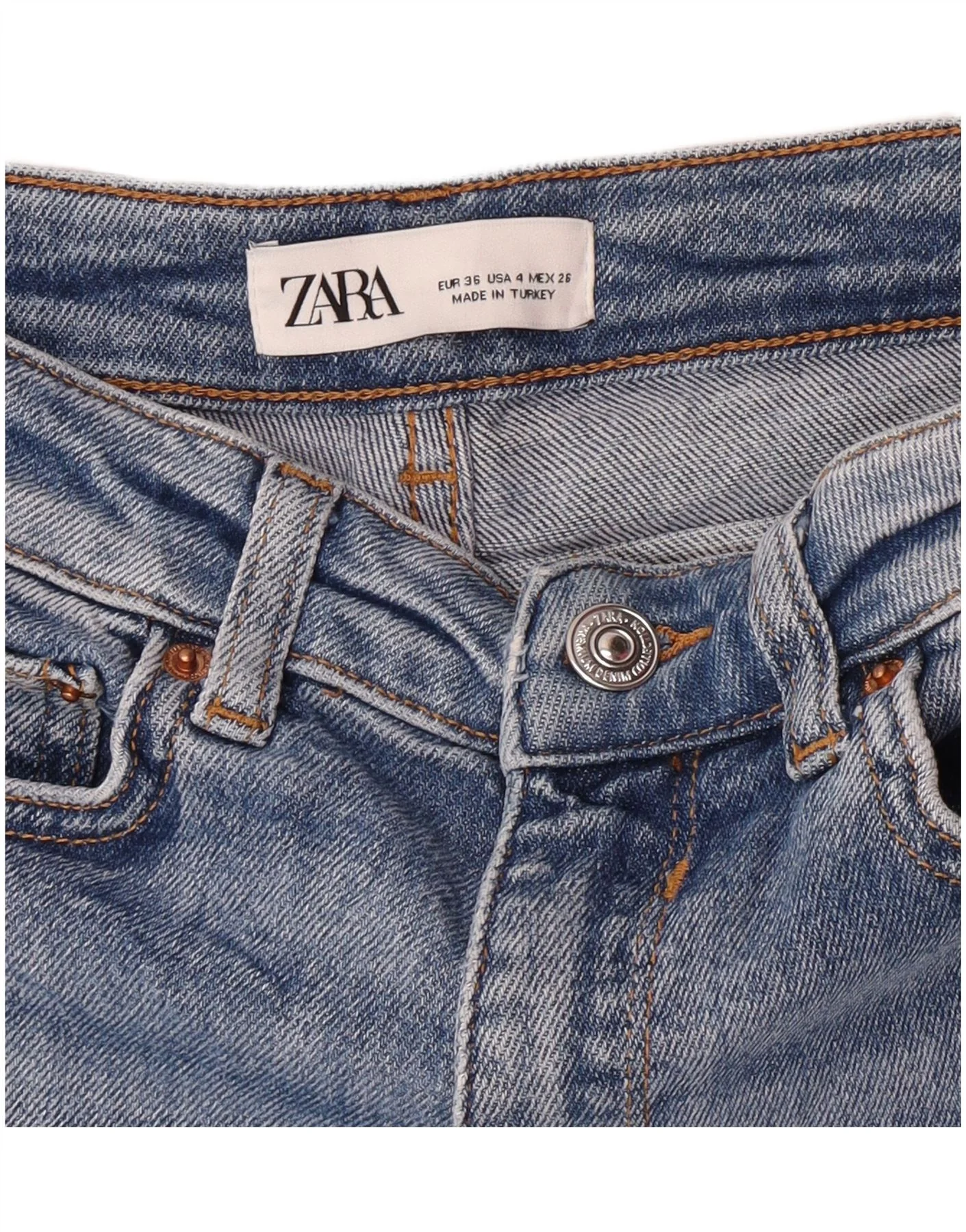 Zara Womens Capri Distressed Slim Jeans EU 36 XS W26 L22 Blue - Image 3