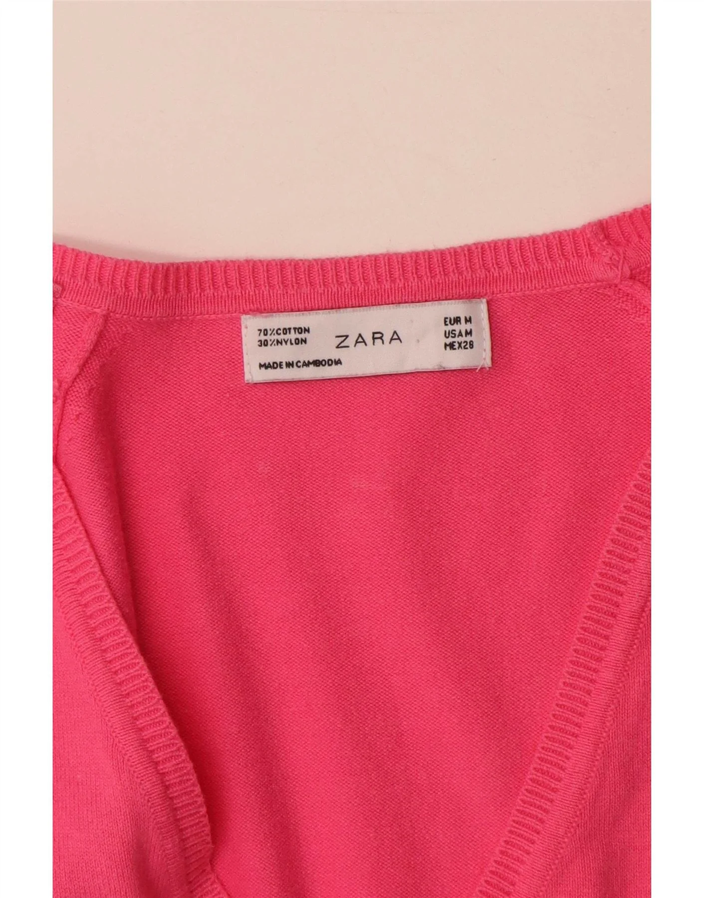 Zara Womens Cardigan Sweater UK 12 Medium Pink Cotton - Image 3