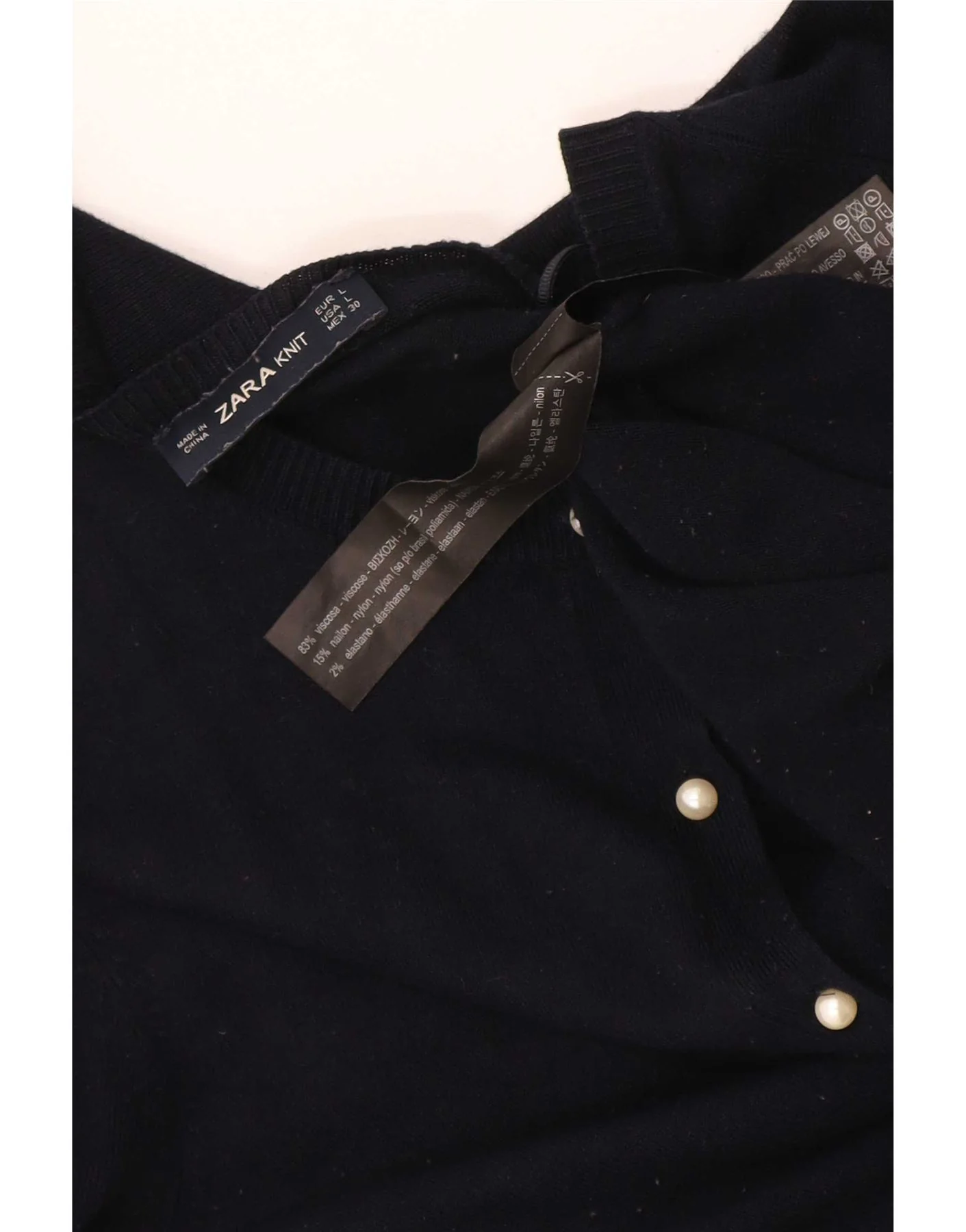 Zara Womens Cardigan Sweater UK 14 Large Navy Blue Viscose - Image 3
