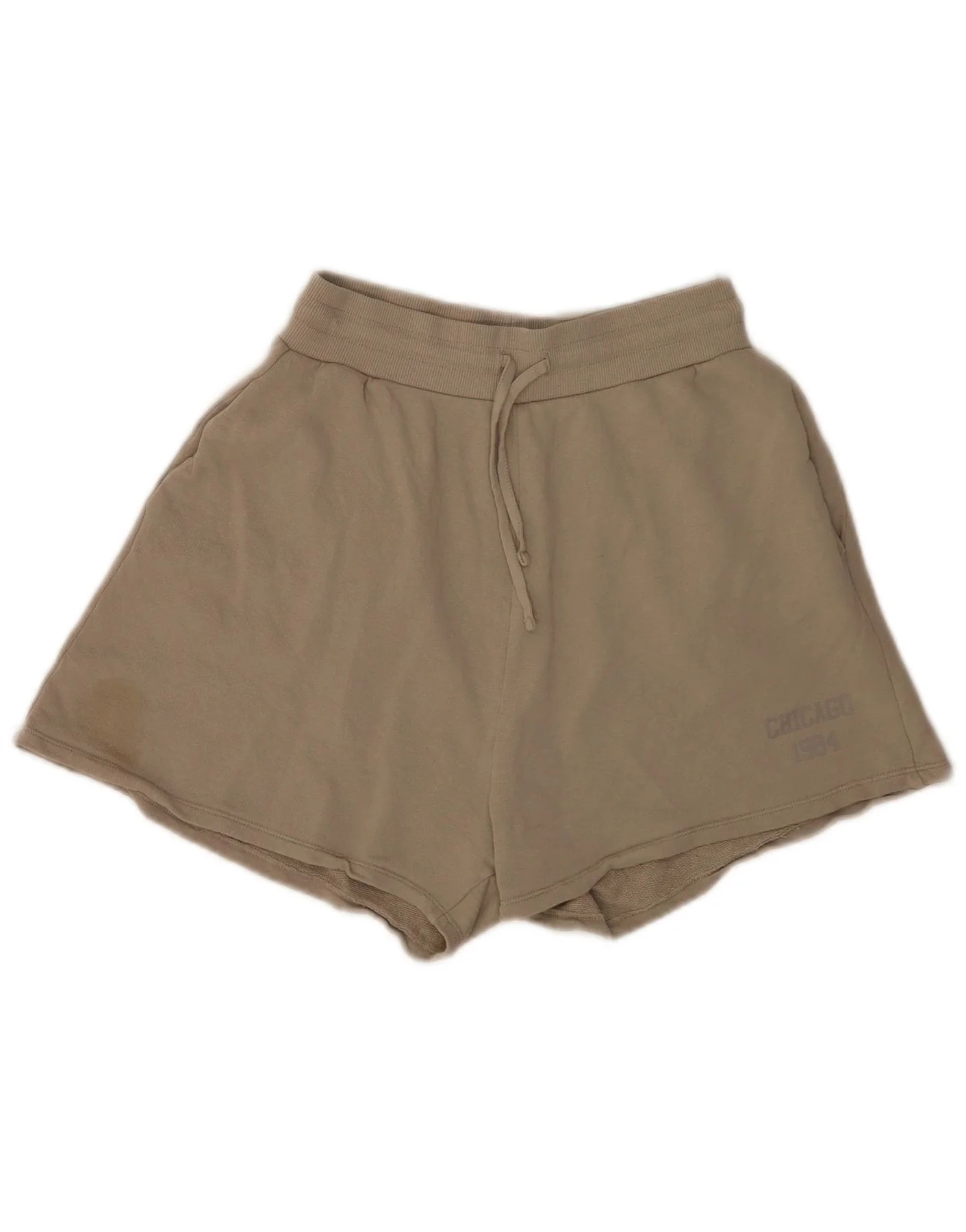 Zara Womens Chicago Relaxed Fit Sport Shorts UK 14 Medium Beige Cotton