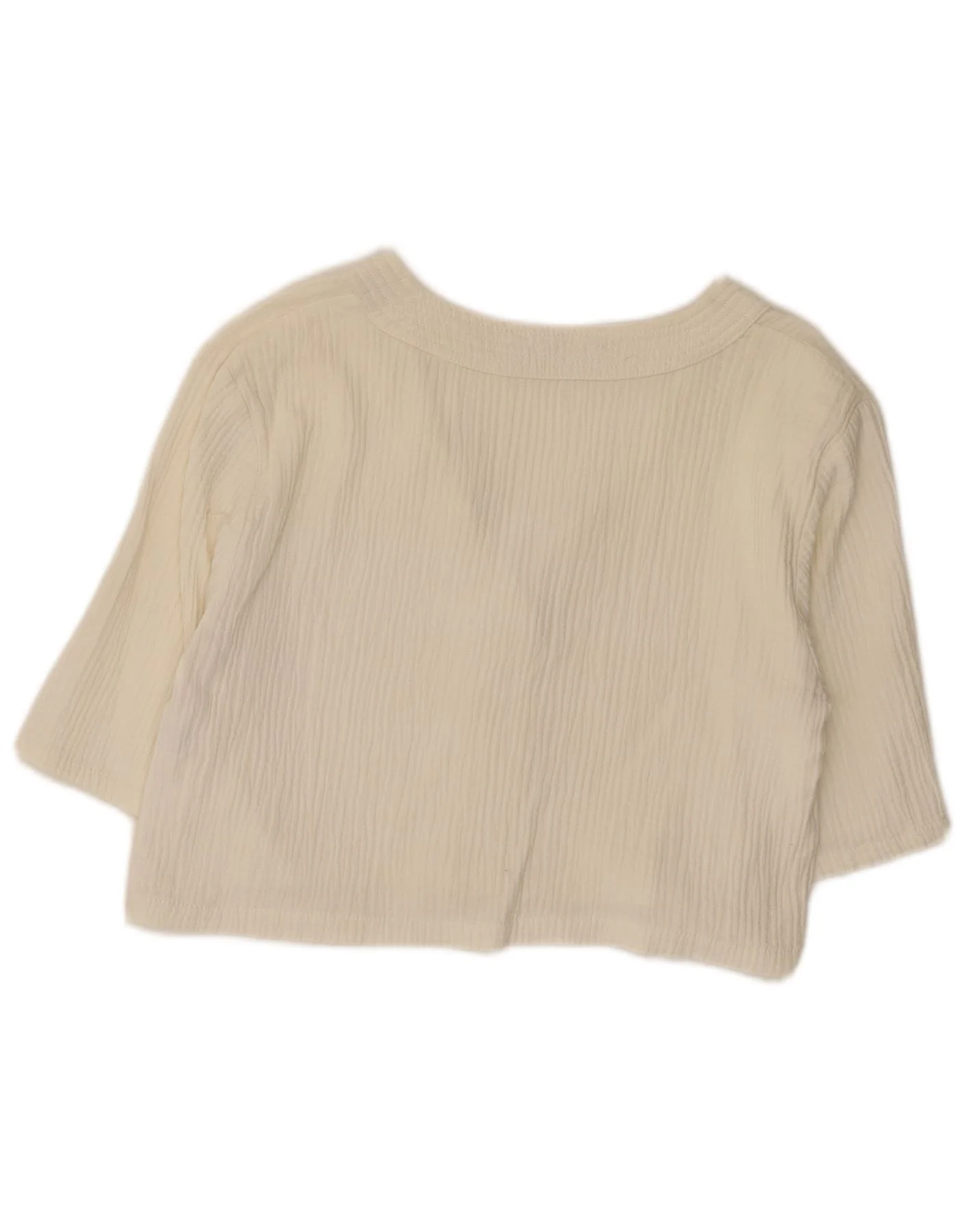 Zara Womens Crop 3/4 Sleeve Cardigan Top UK 12 Medium White Cotton - Image 2