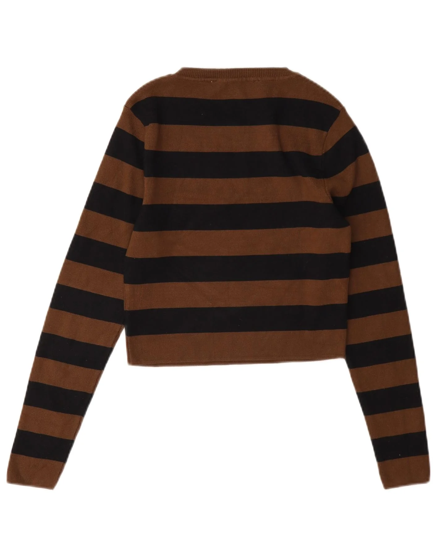 Zara Womens Crop Blouse Top UK 14 Large Brown Striped - Image 2