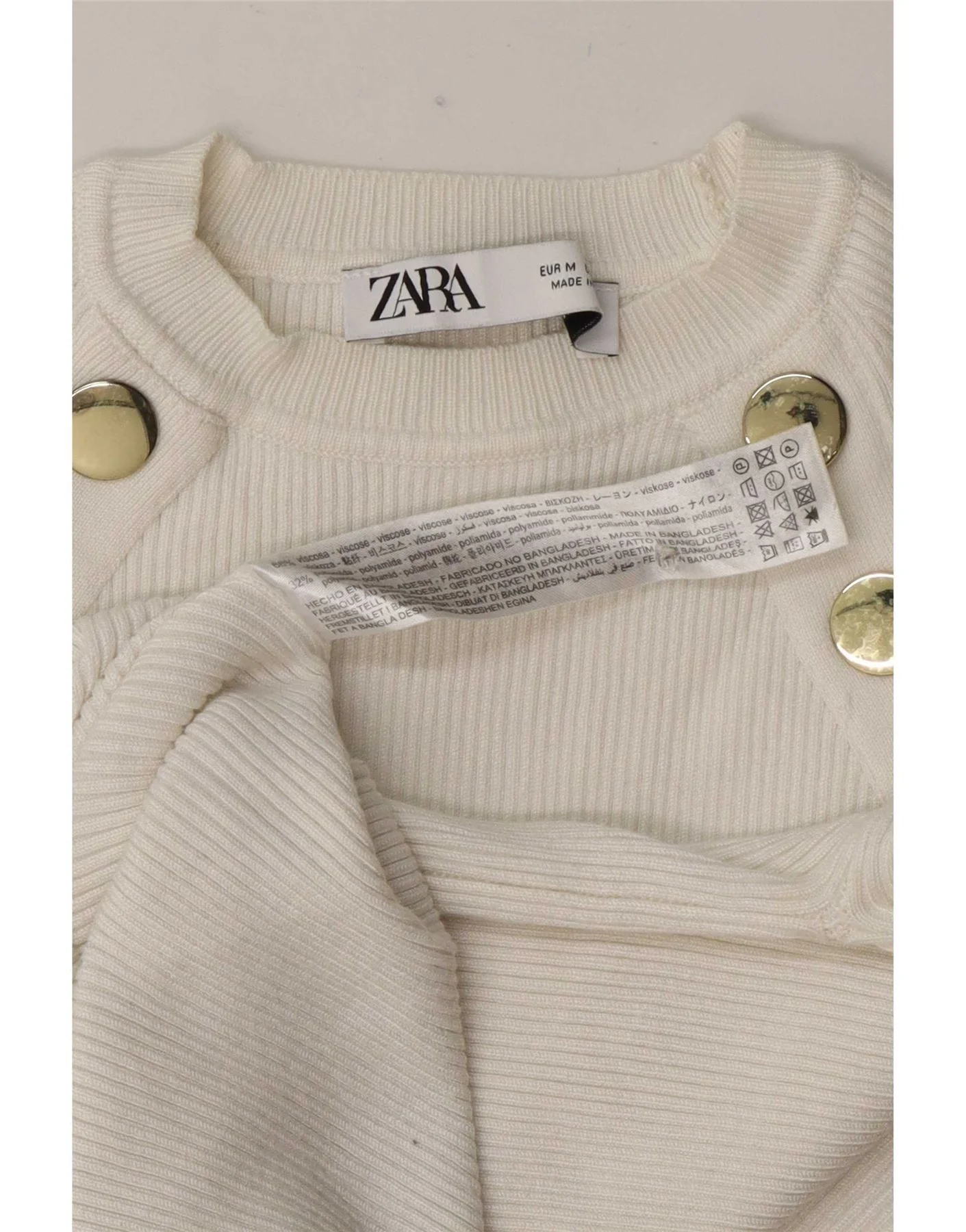 Zara Womens Crop Boat Neck Jumper Sweater UK 12 Medium White Viscose - Image 4