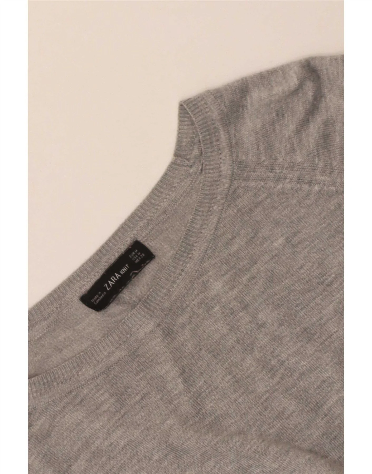 Zara Womens Crop Boat Neck Jumper Sweater UK 14 Medium Grey - Image 3