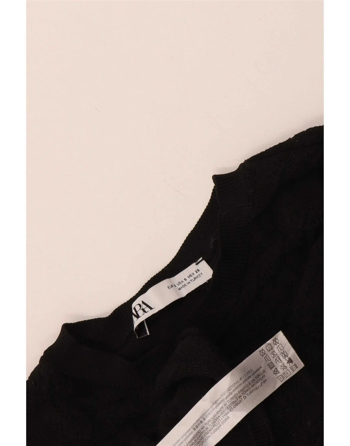Zara Womens Crop Boat Neck Jumper Sweater UK 8 Small Black Polyester - Image 3