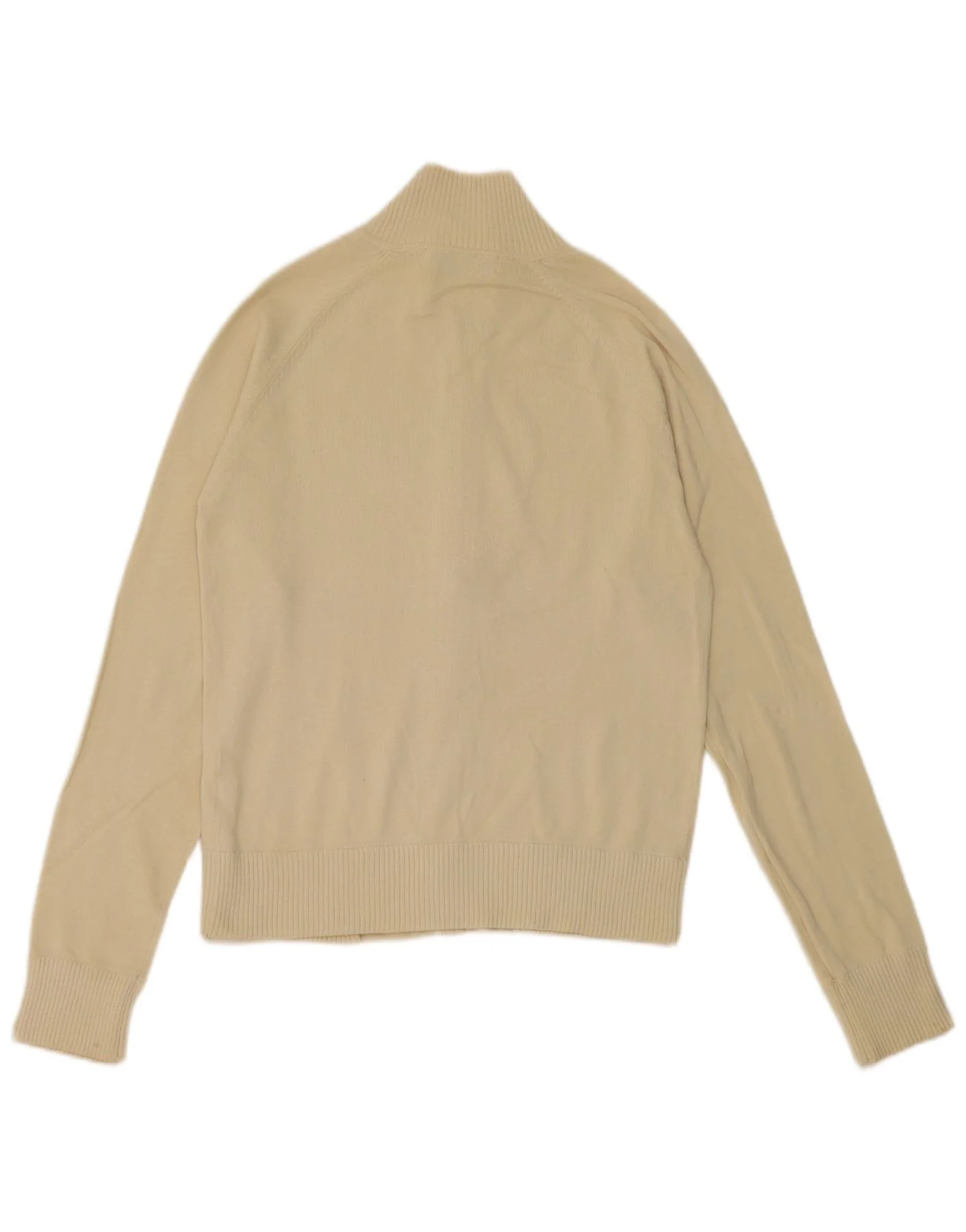Zara Womens Crop Cardigan Sweater UK 12 Medium Beige Cotton - Image 2