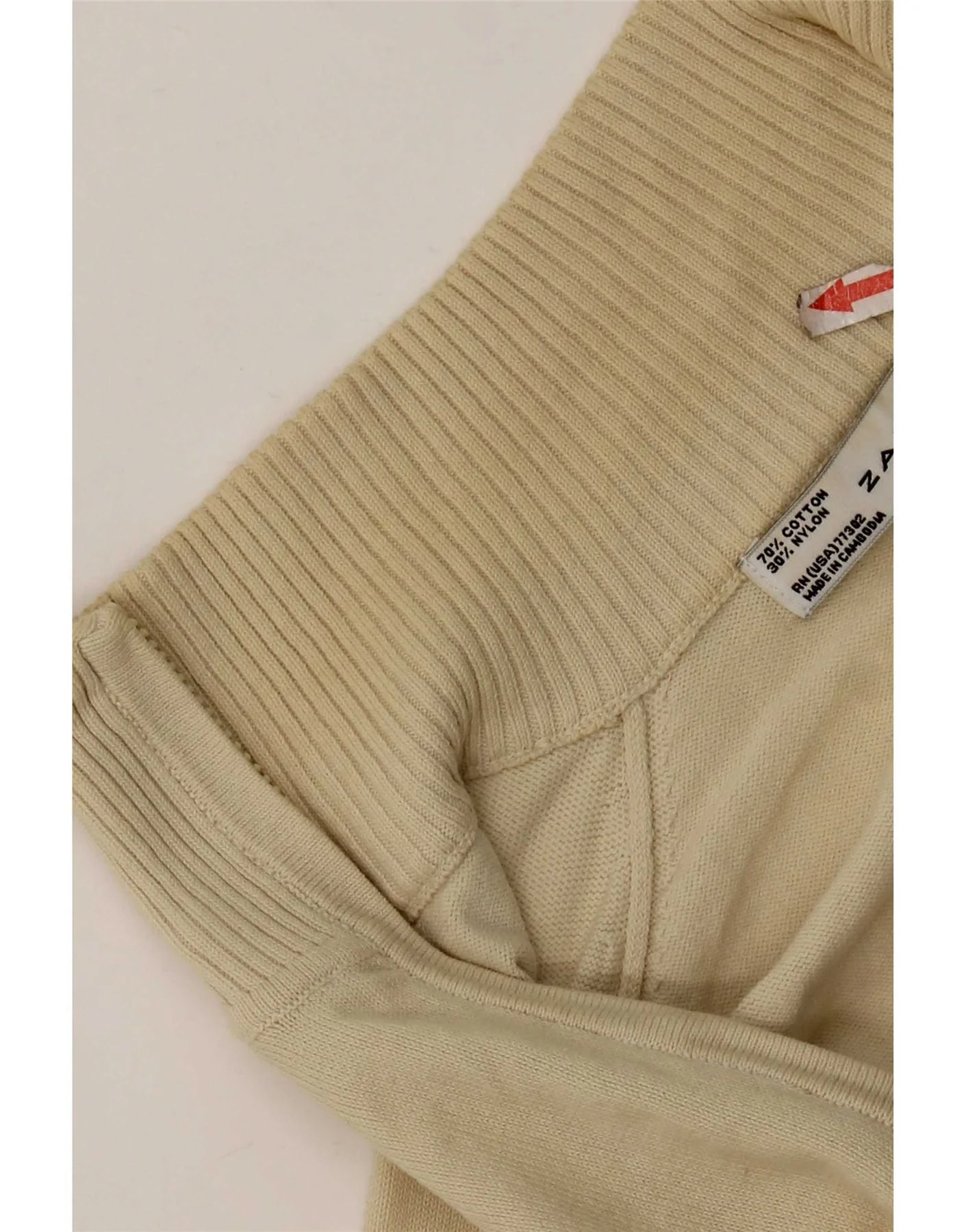 Zara Womens Crop Cardigan Sweater UK 12 Medium Beige Cotton - Image 4