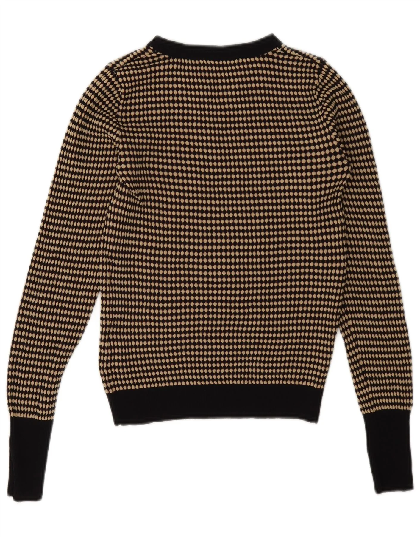 Zara Womens Crop Crew Neck Jumper Sweater UK 12 Medium Brown Geometric - Image 2