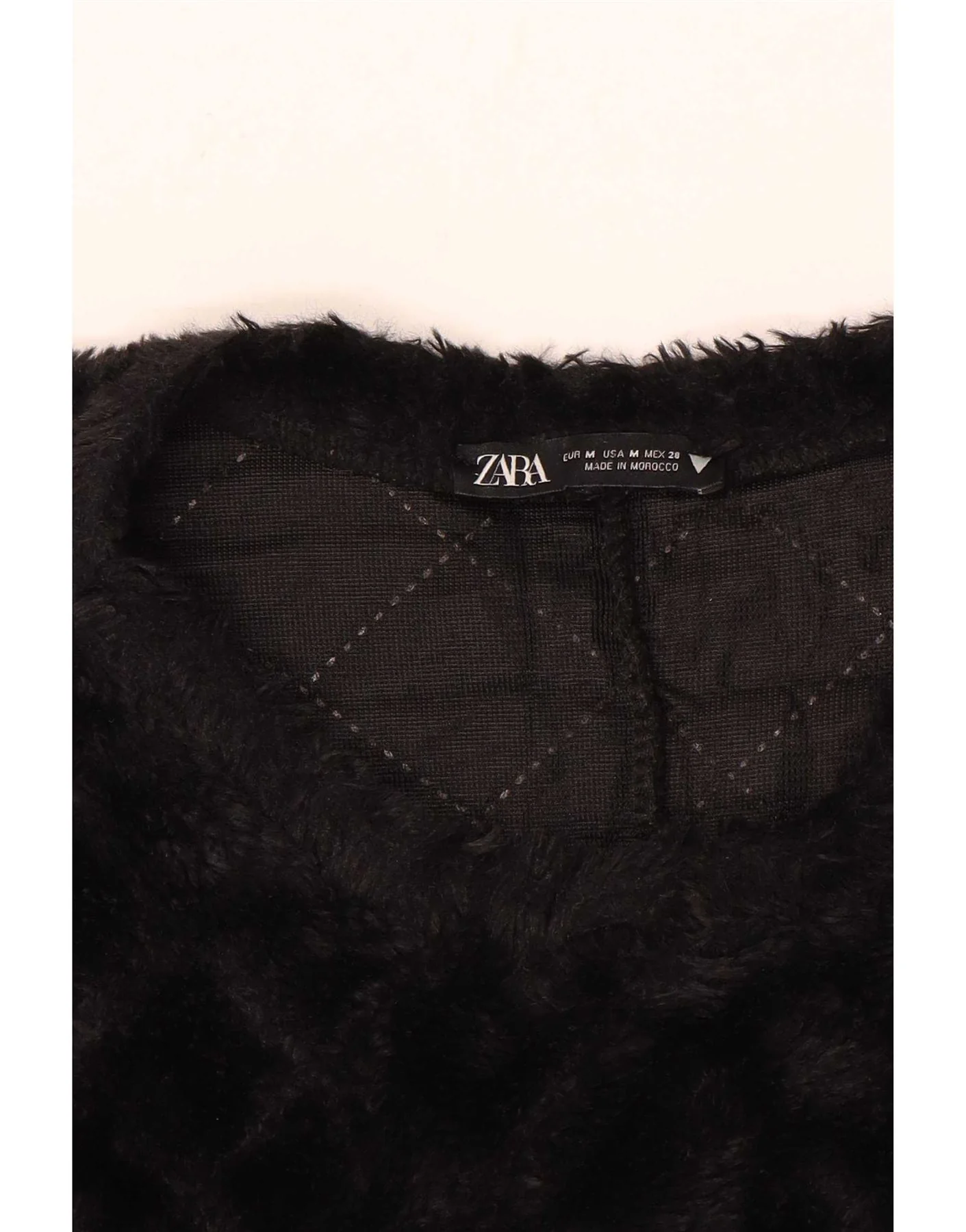 Zara Womens Crop Fleece Jumper UK 14 Medium Black - Image 3