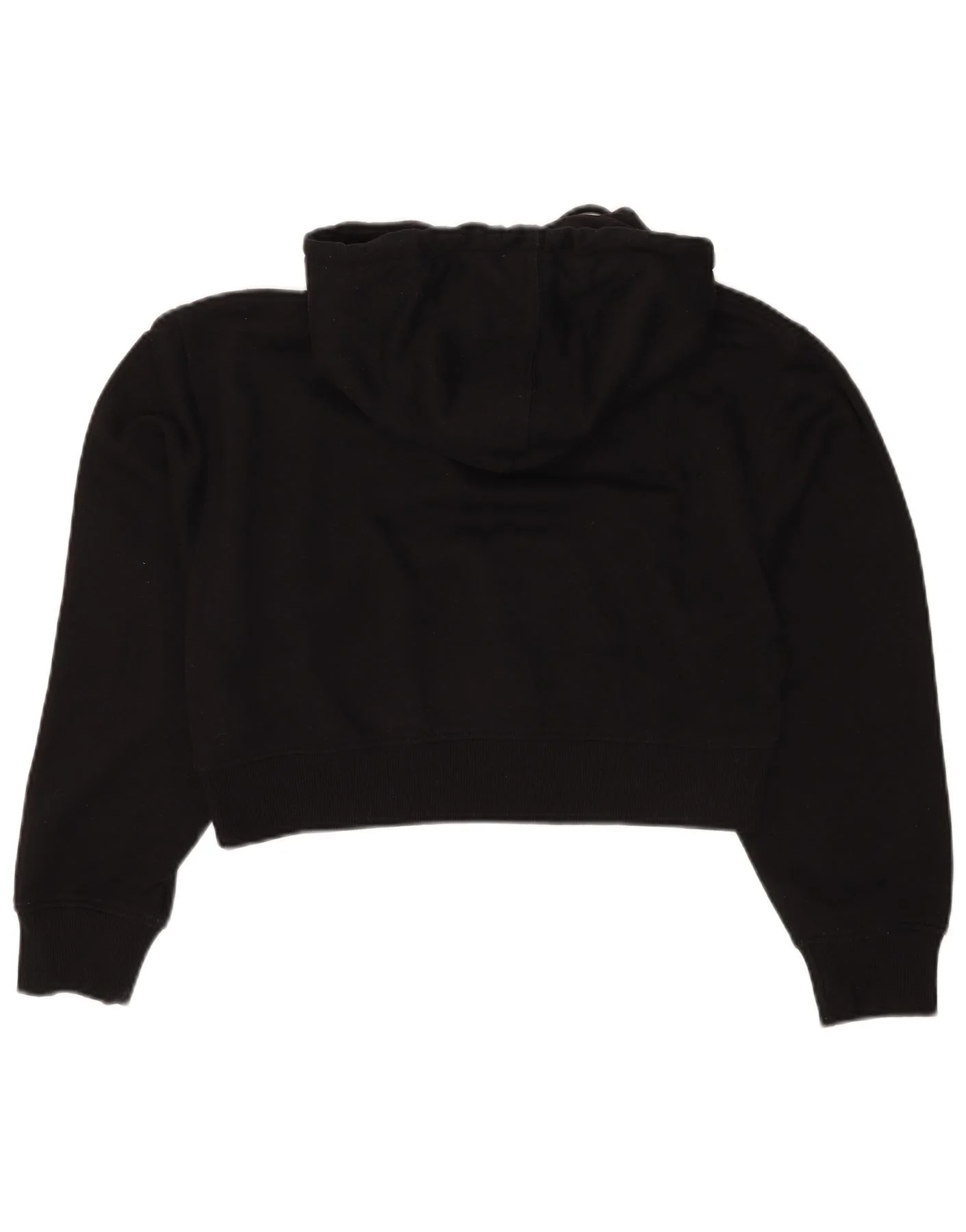 Zara Womens Crop Hoodie Jumper UK 14 Medium Black Polyester - Image 2