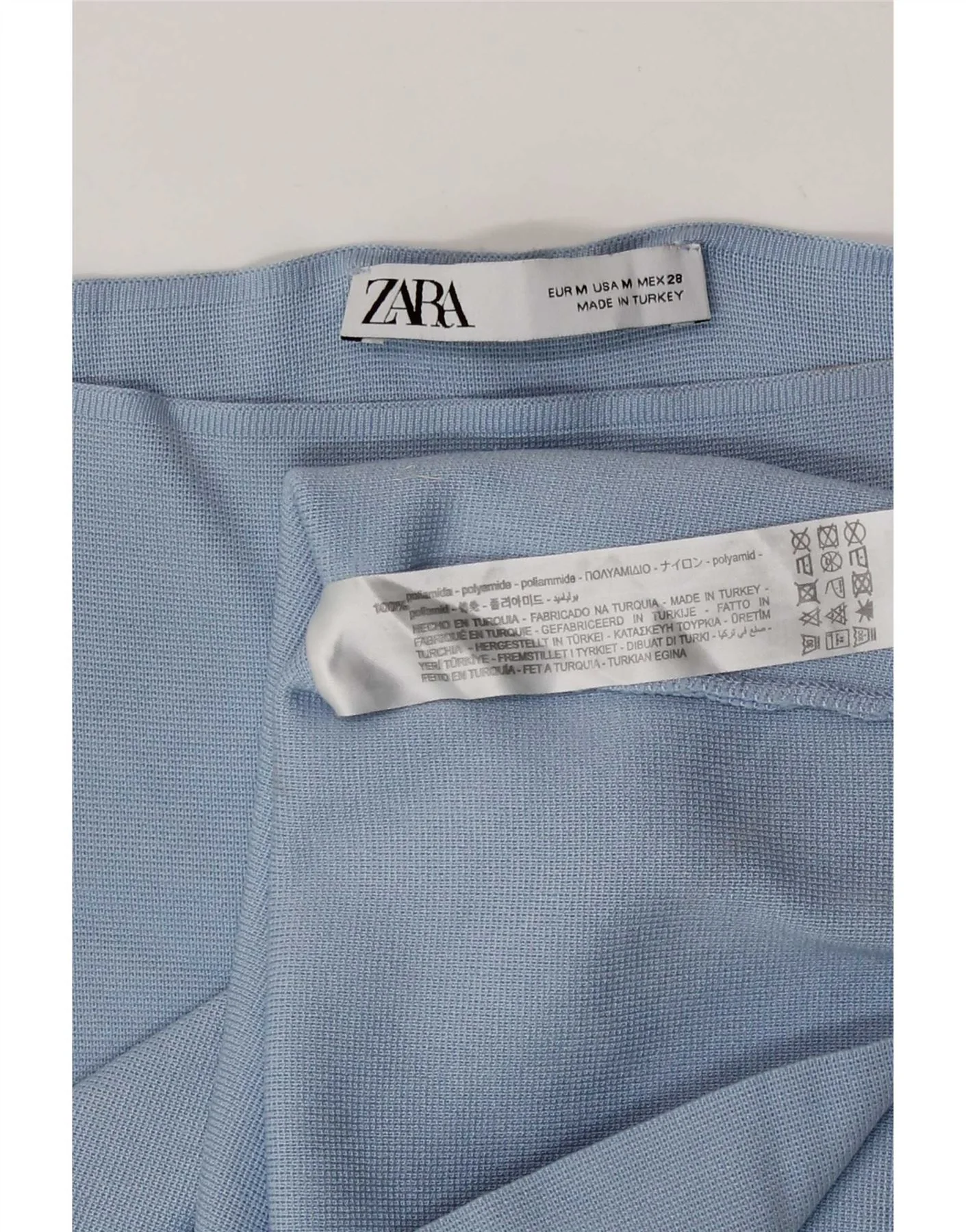 Zara Womens Crop Off Shoulder Top UK 12 Medium Blue Polyamide - Image 3