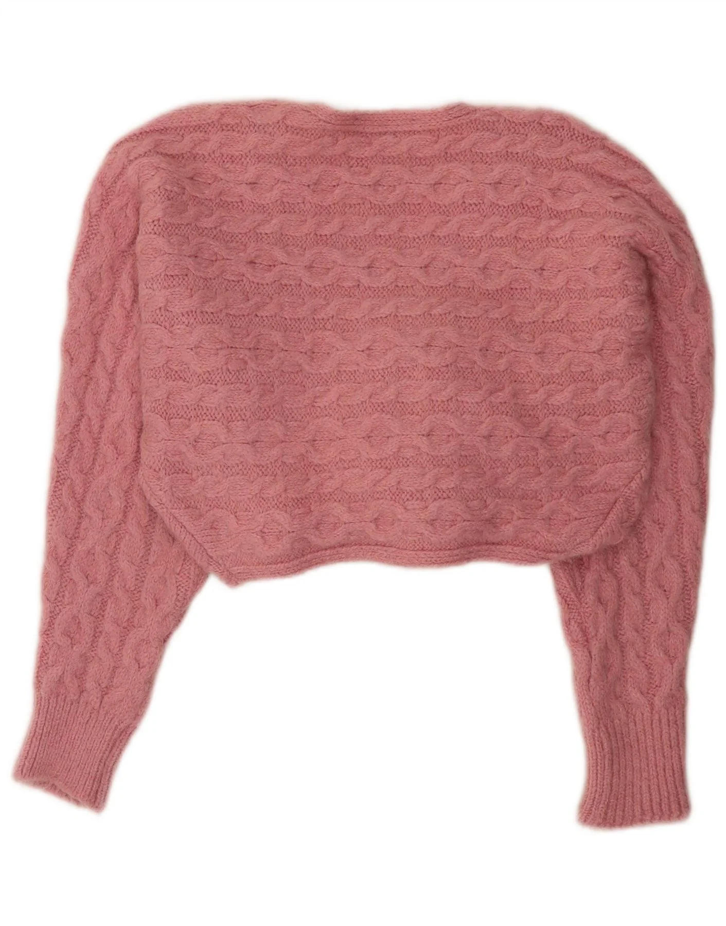Zara Womens Crop Oversized Cardigan Sweater UK 10 Small Pink Acrylic - Image 2