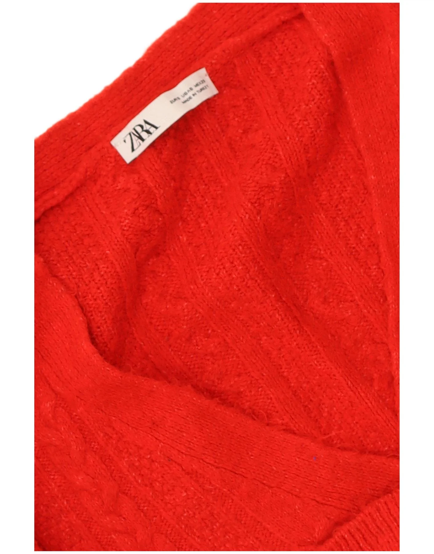 Zara Womens Crop Oversized Cardigan Sweater UK 10 Small Red - Image 3