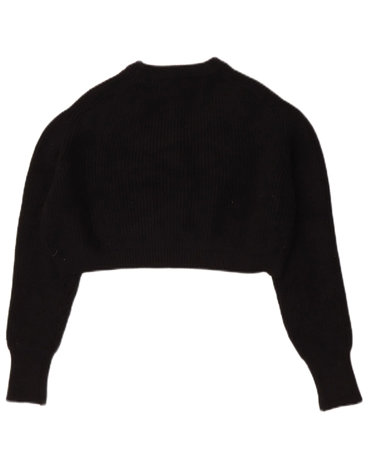 Zara Womens Crop Oversized Crew Neck Jumper Sweater UK 10 Small Black - Image 2