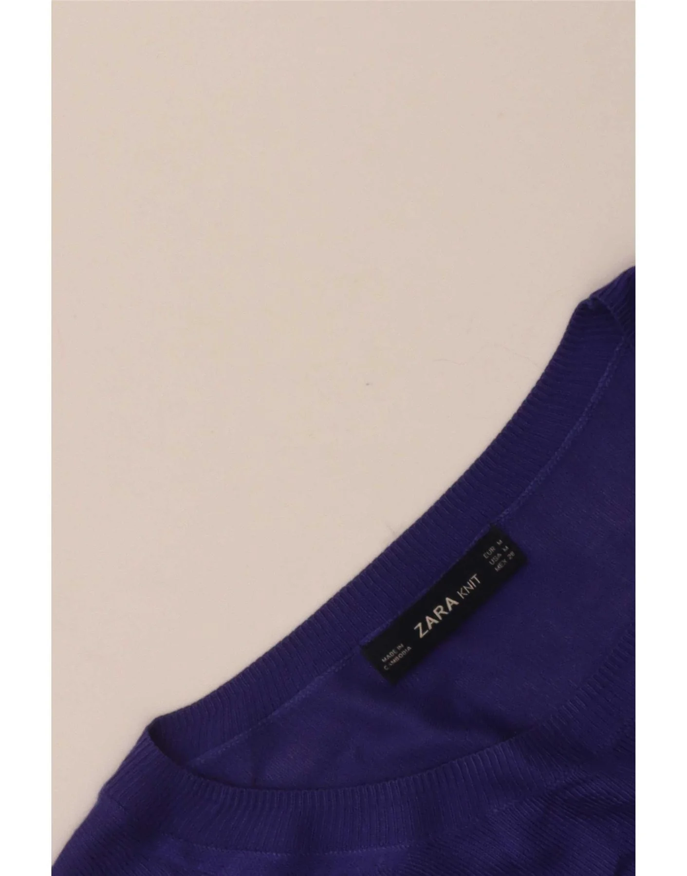 Zara Womens Crop Oversized Crew Neck Jumper Sweater UK 14 Medium Purple - Image 3