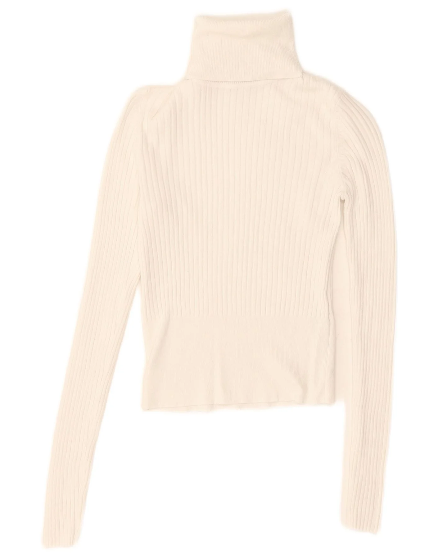 Zara Womens Crop Roll Neck Blouse Top UK 8 Small White Viscose
