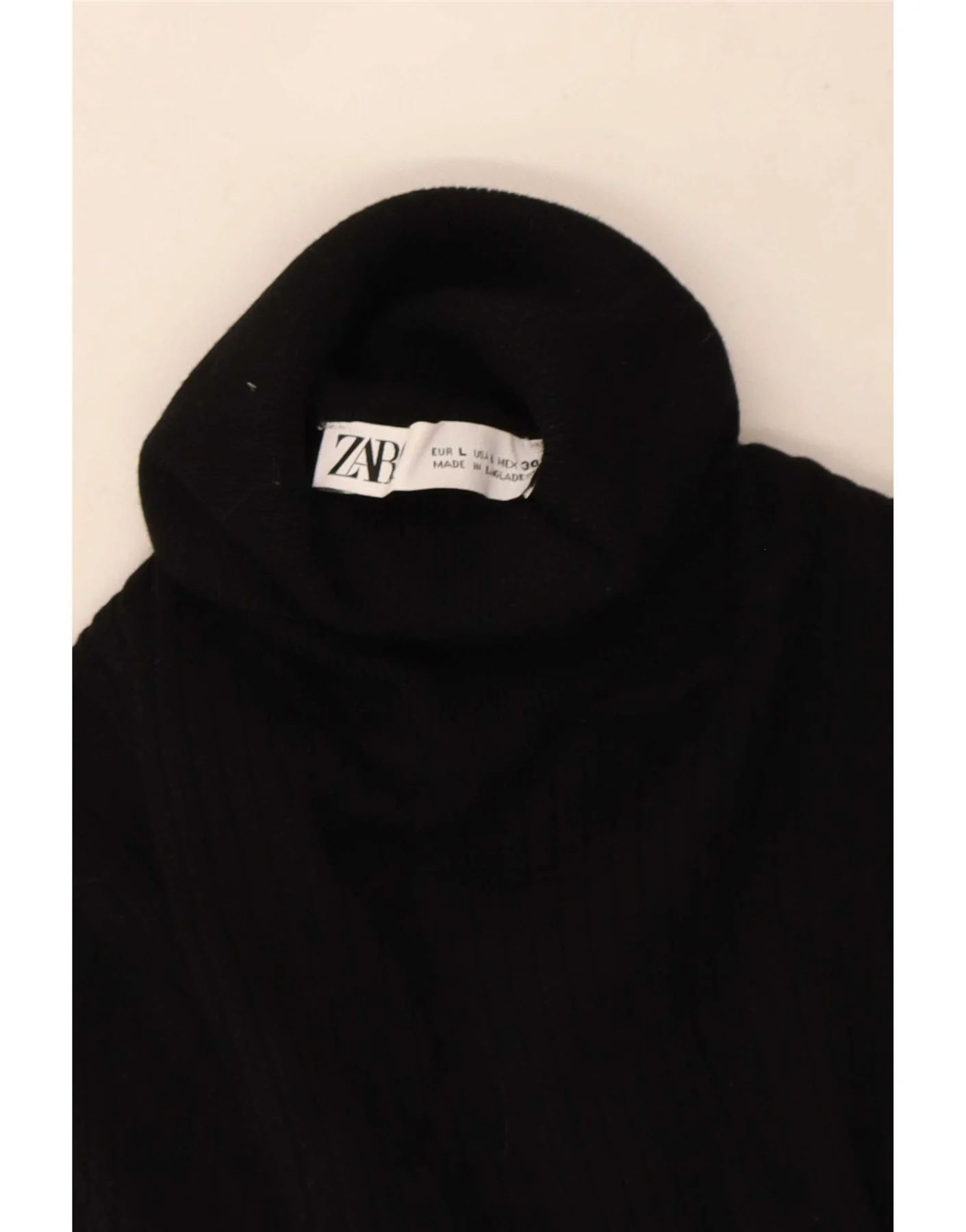 Zara Womens Crop Roll Neck Jumper Sweater UK 14 Large Black - Image 3