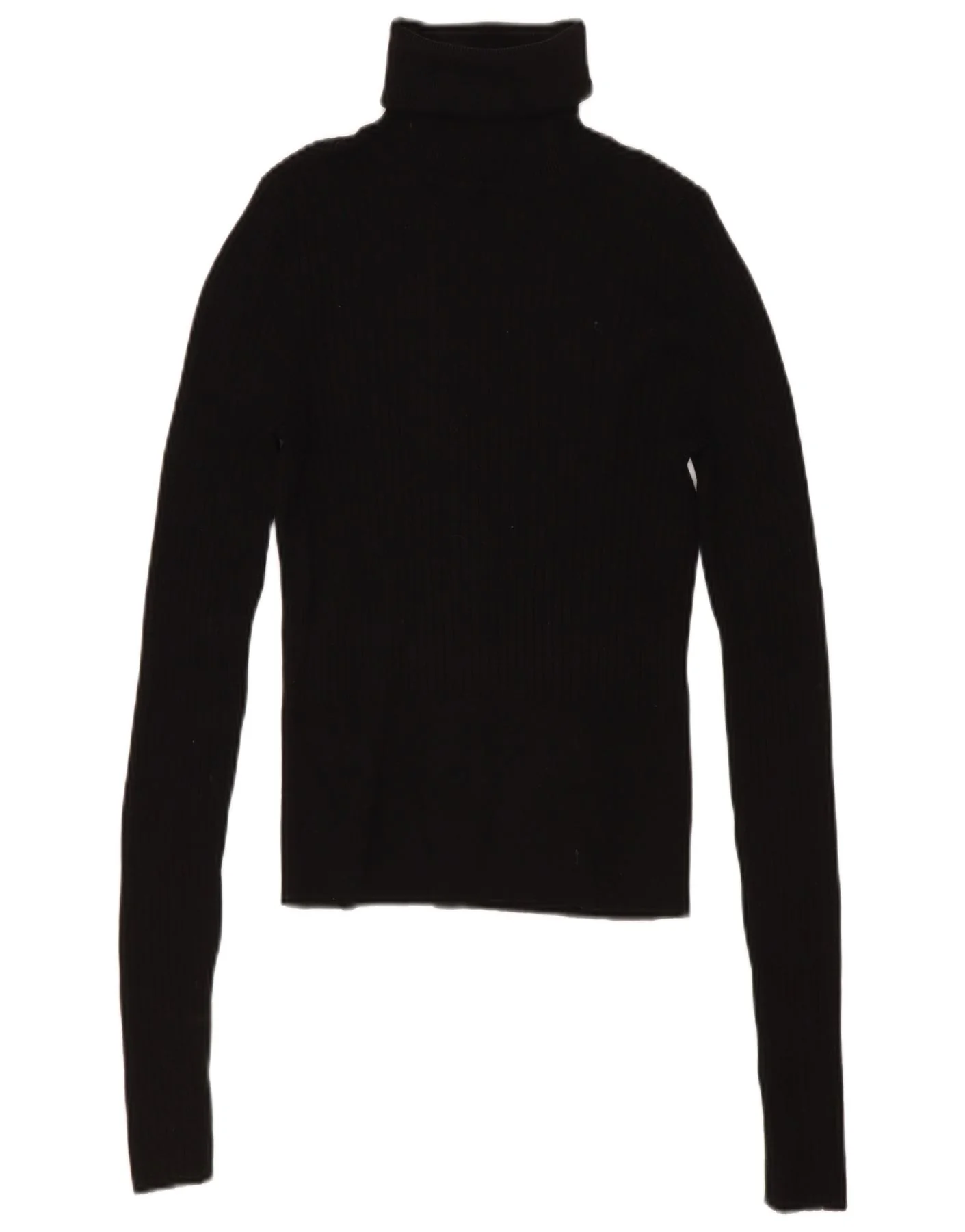 Zara Womens Crop Roll Neck Jumper Sweater UK 8 Small Black Viscose