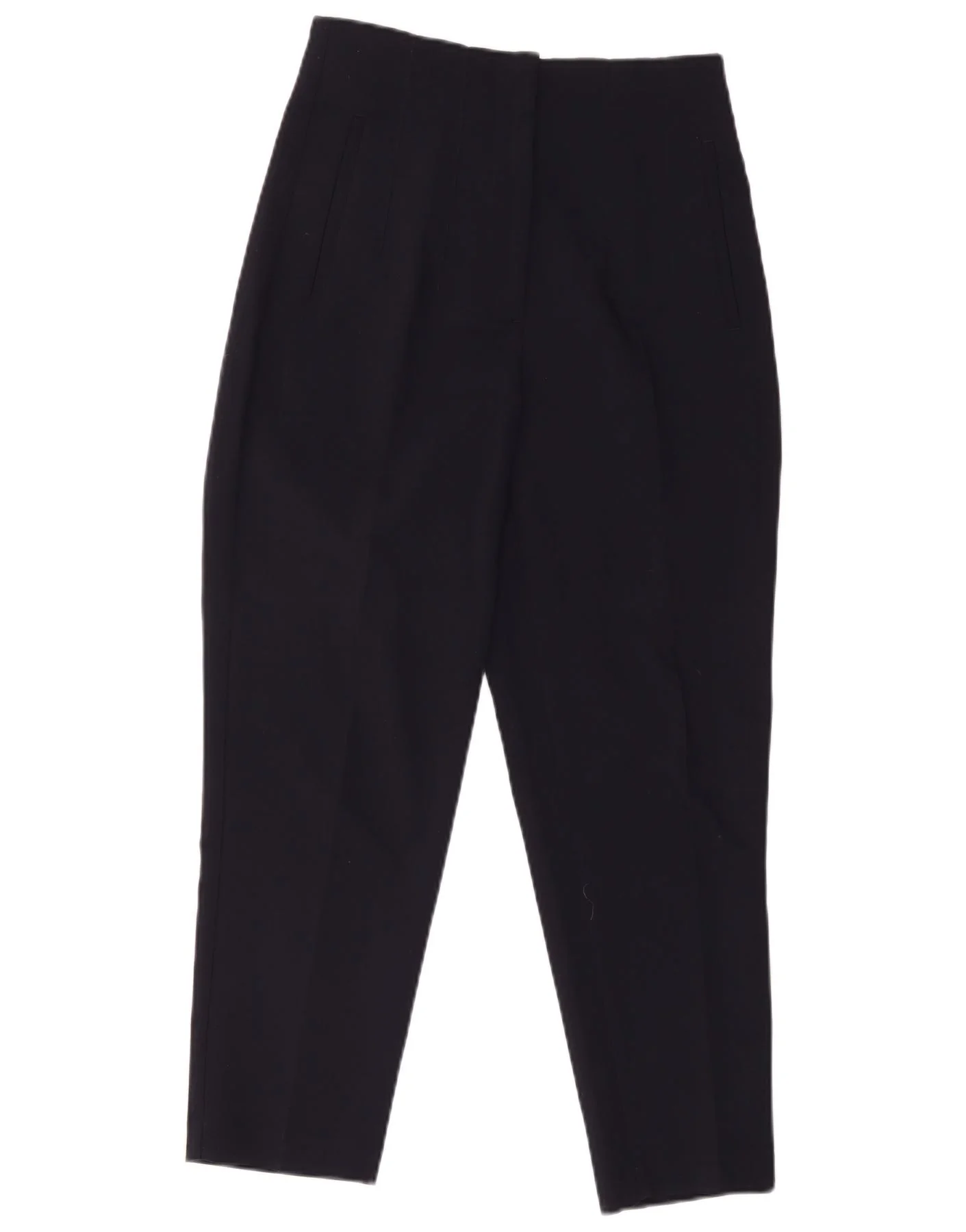Zara Womens Crop Tapered Suit Trousers Medium W28 L26 Navy Blue Polyester