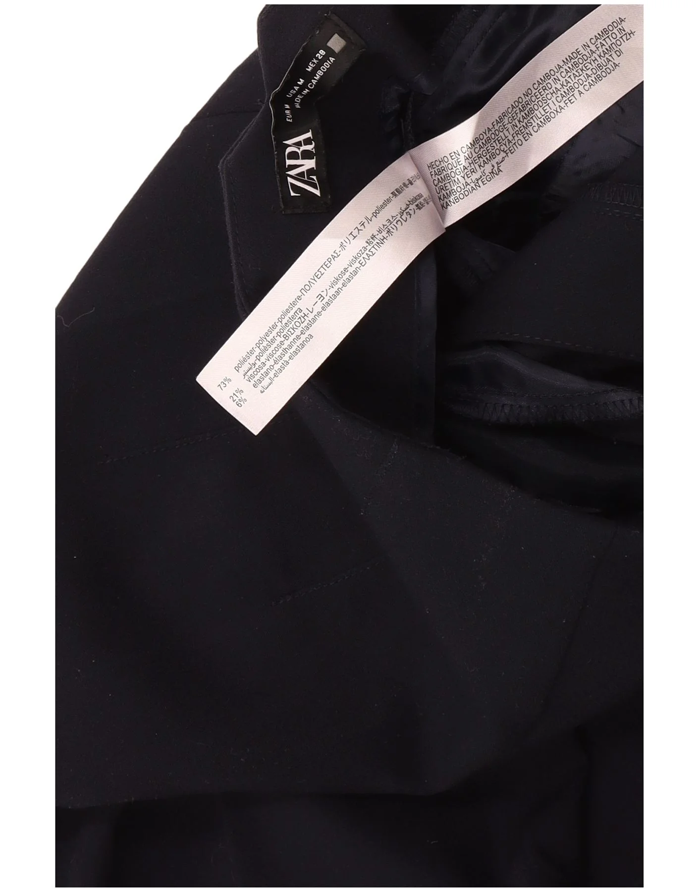 Zara Womens Crop Tapered Suit Trousers Medium W28 L26 Navy Blue Polyester - Image 3